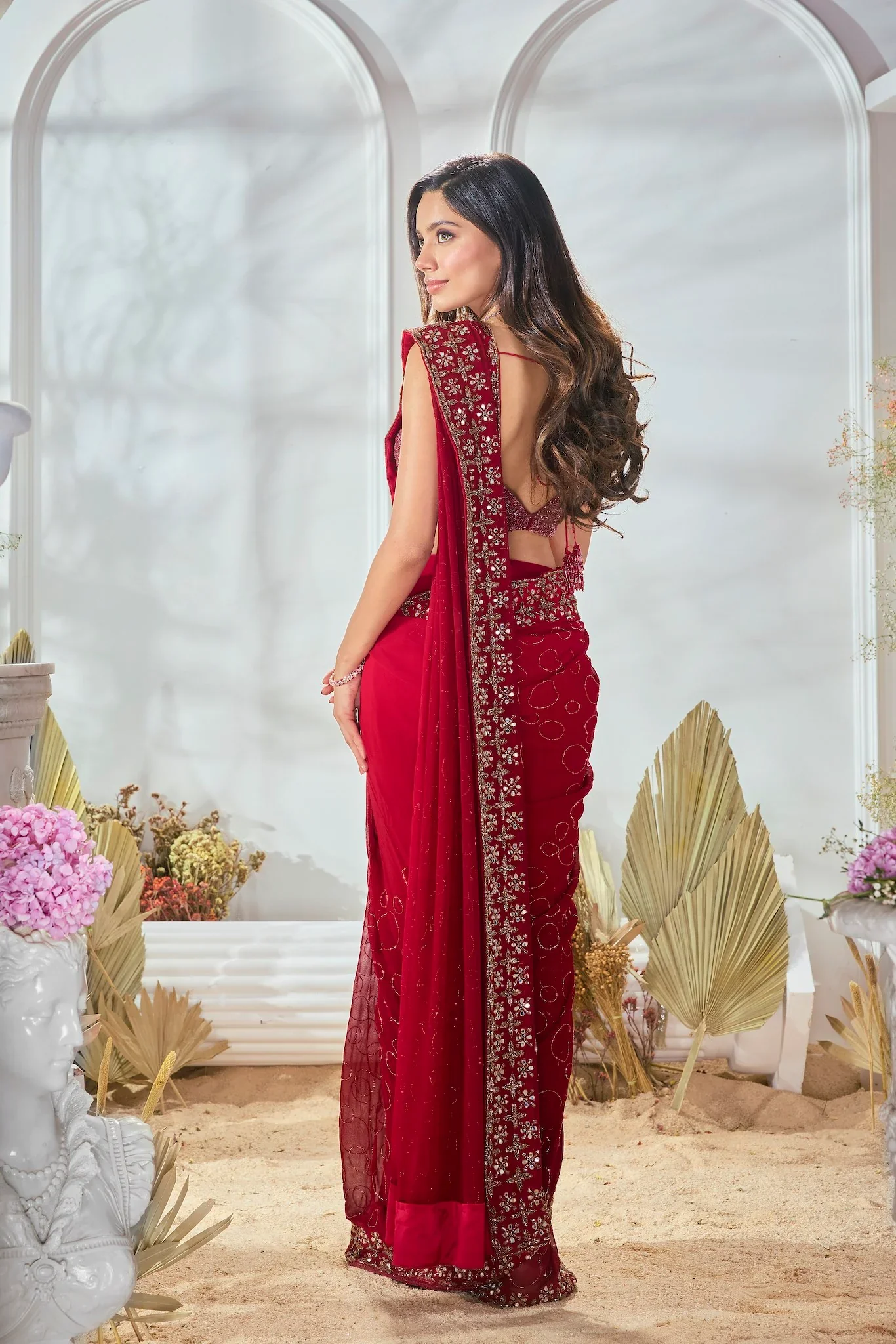 Red Georgette Saree - Image 5
