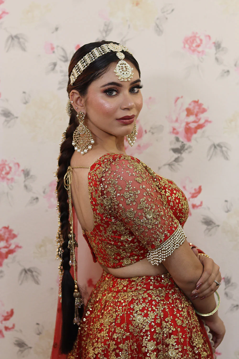 Red Gold Lehenga Set - Image 3