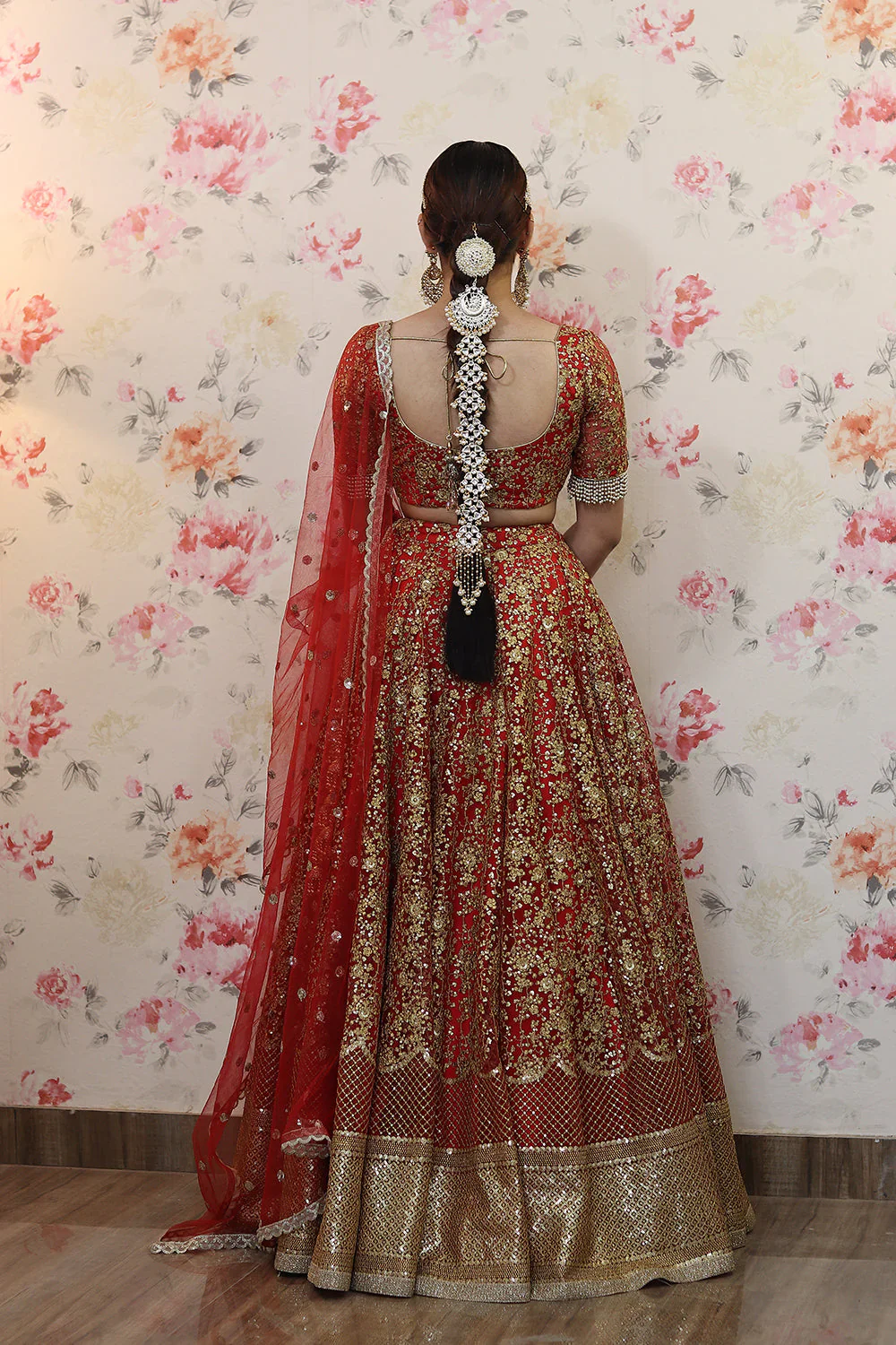 Red Gold Lehenga Set - Image 4