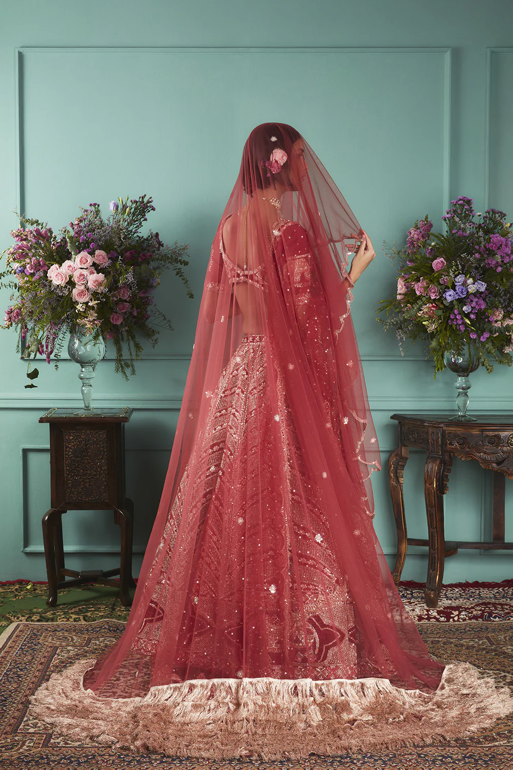 Red Lehenga With Elephant Elements - Image 3