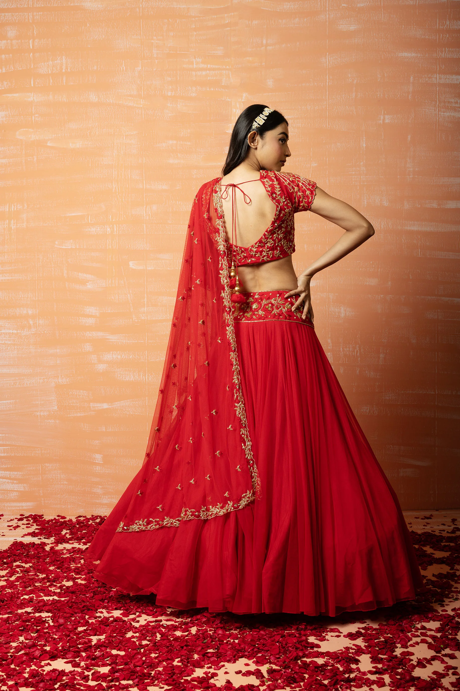 Red Sequins Embroidered Lehenga Set - Image 2