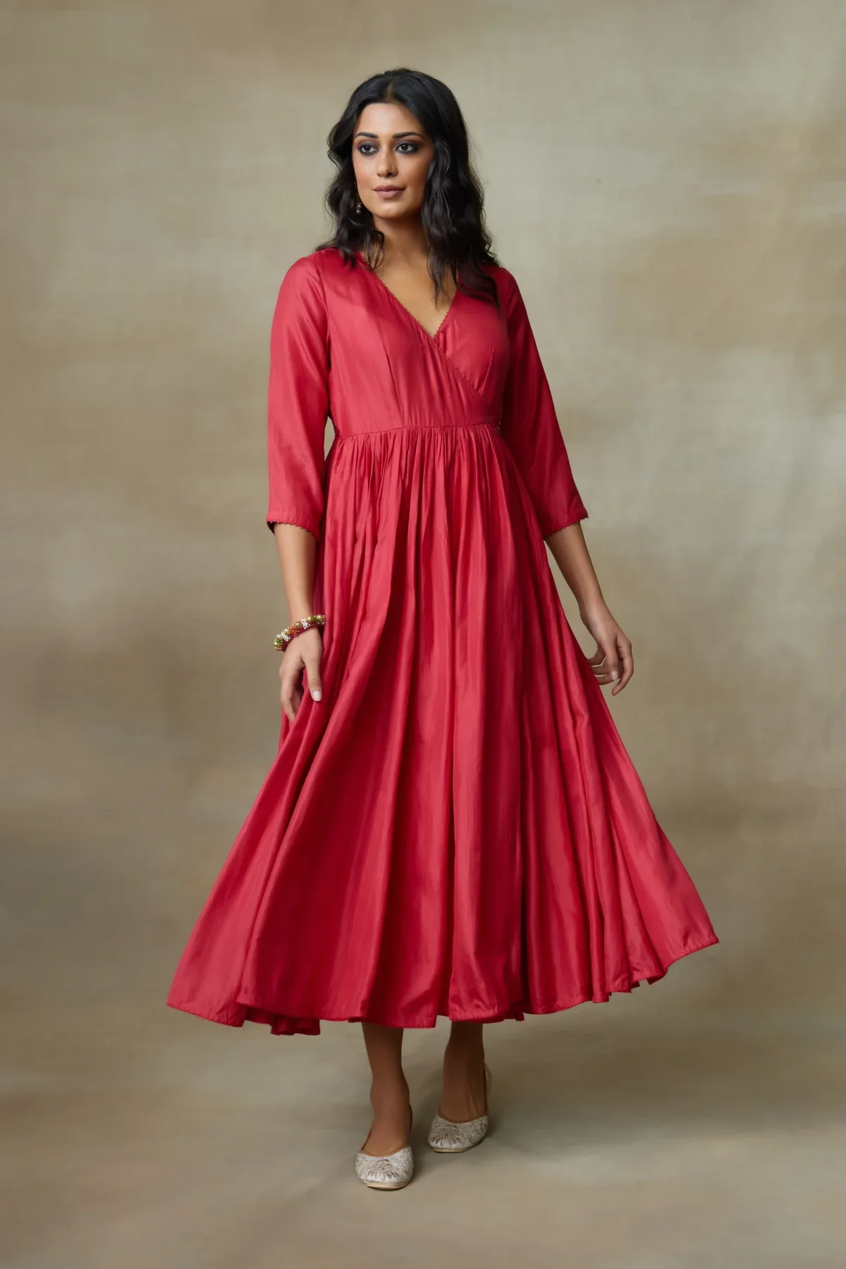 RISE - Chamundi Silk Red Coloured Anarkali