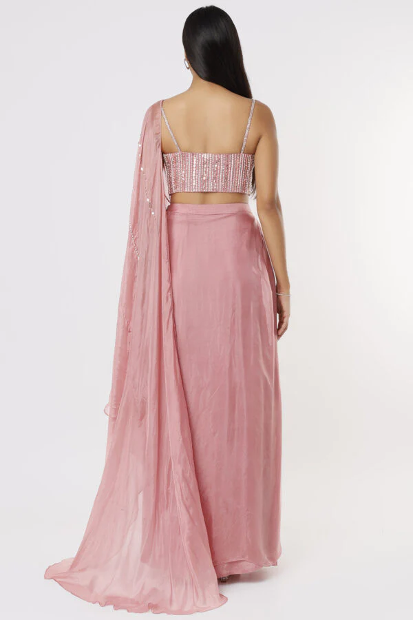 Rose Pink Drape Dhoti Set - Image 2