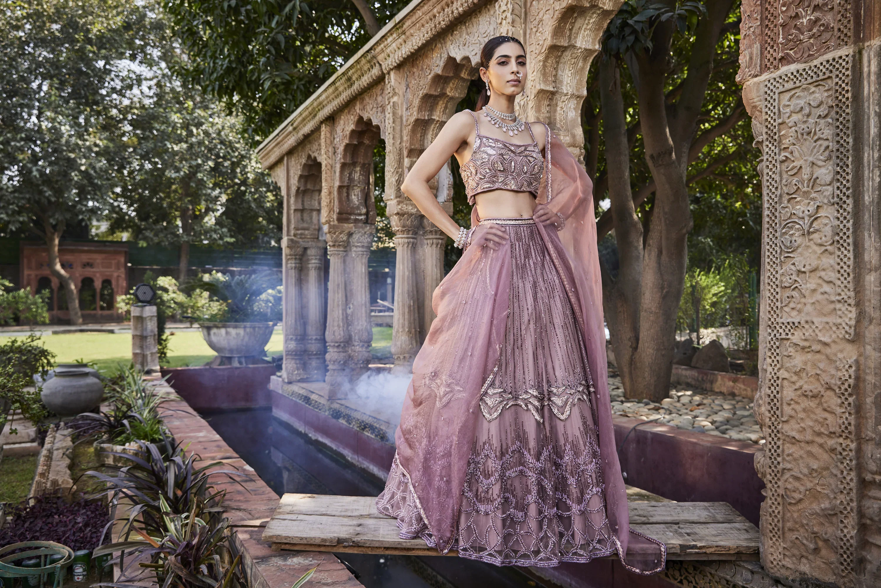 Rose Pink Embroidered Lehenga Set - Image 5