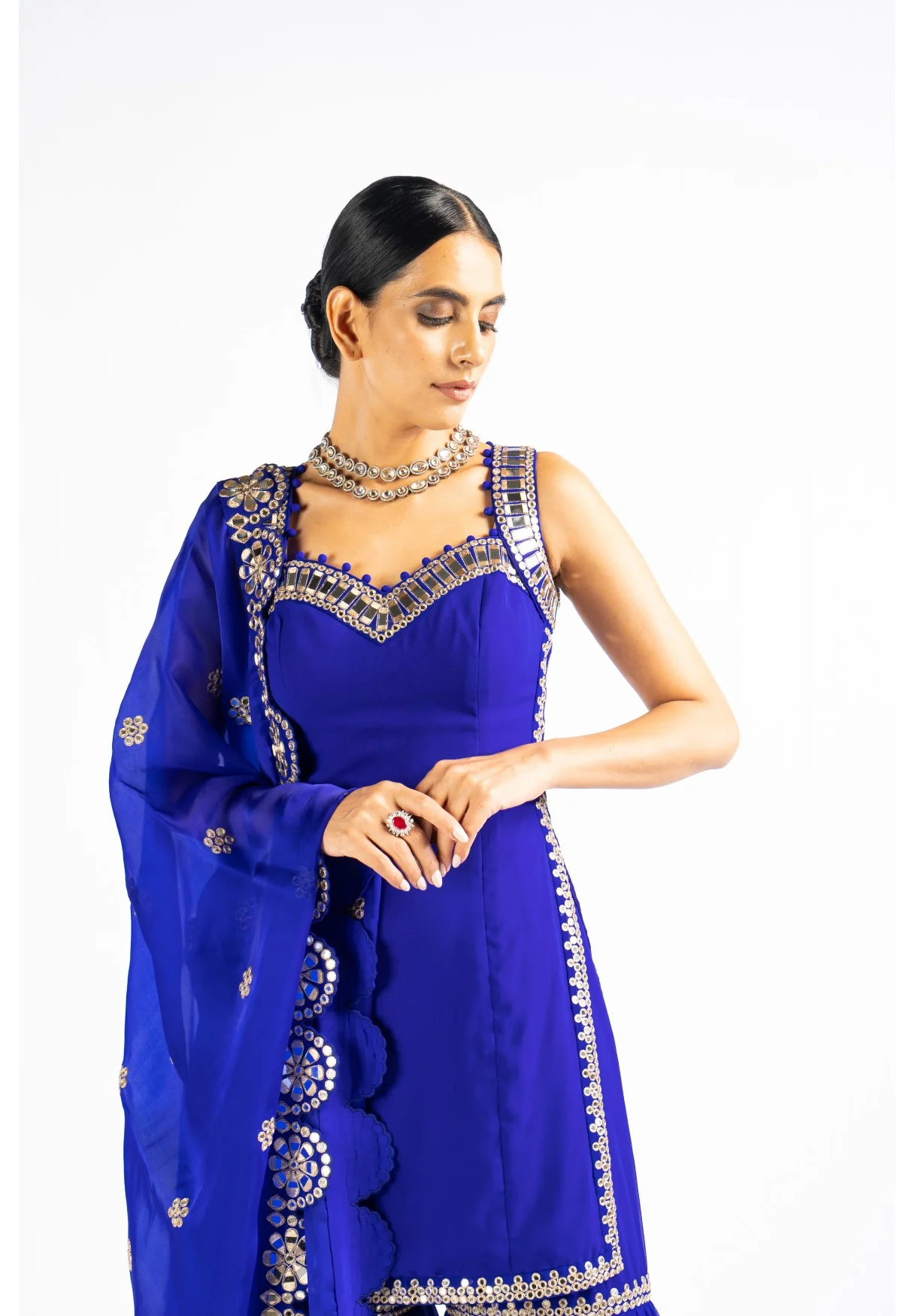 Royal Blue Georgette Sharara - Image 5