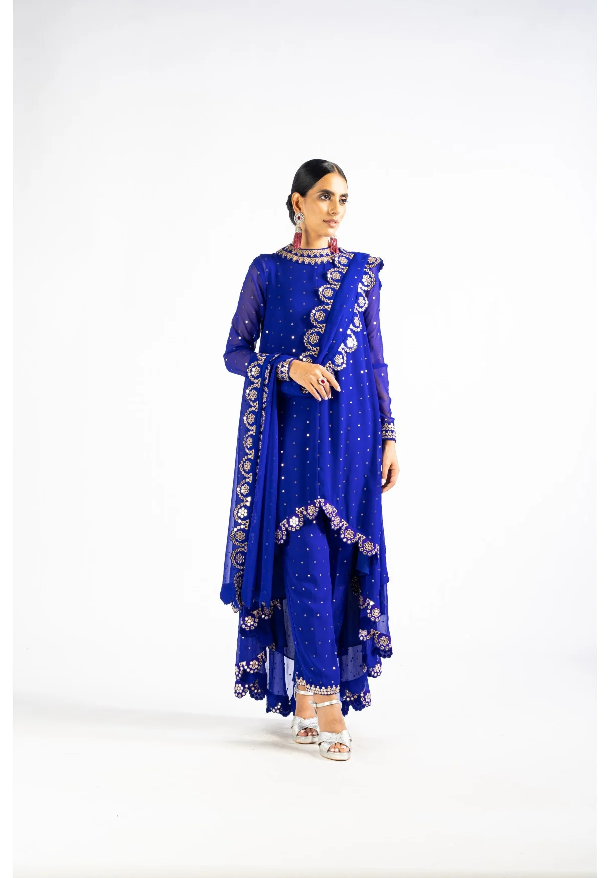 Royal Blue Scallop Pant Kurta Set