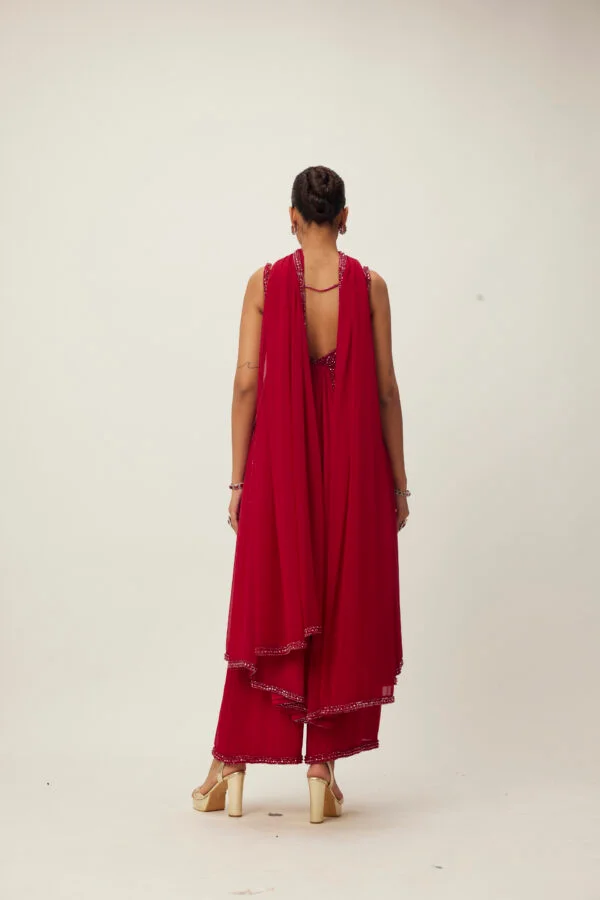 Ruby Red Crystal embellished Kurta Set - Image 5