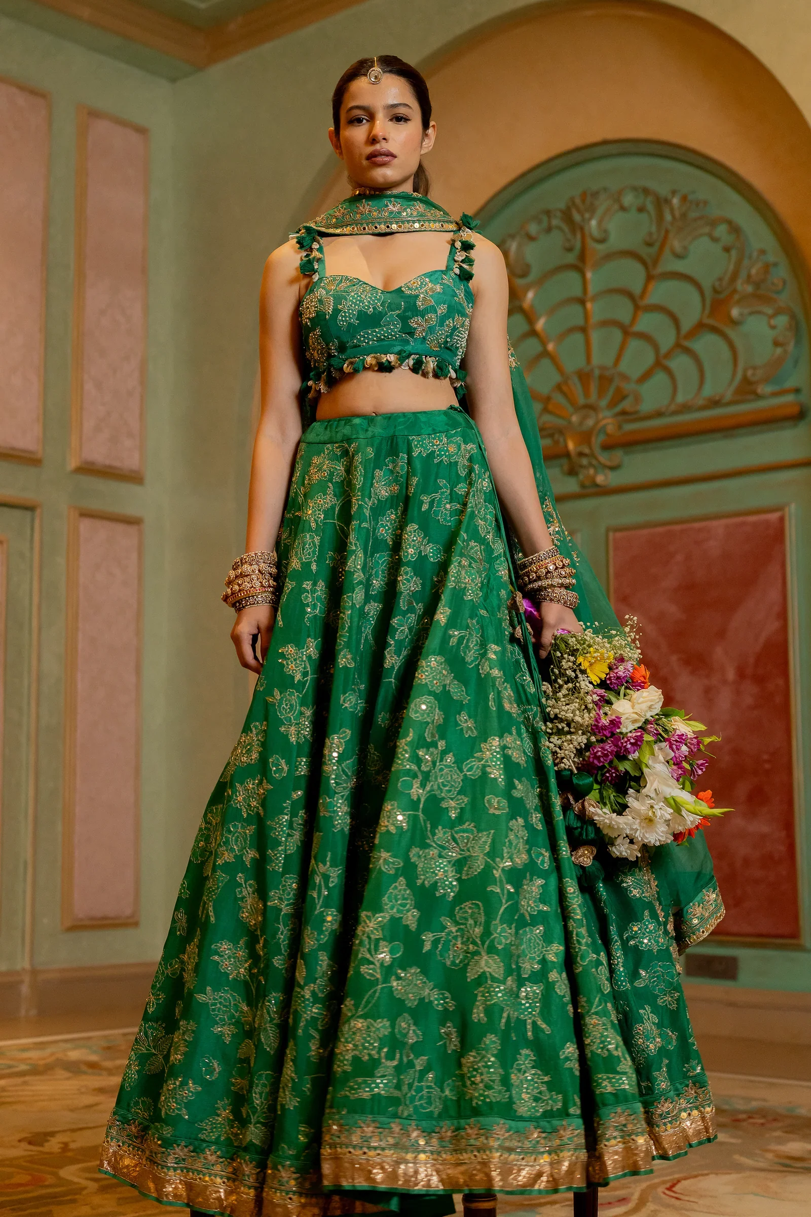Rrussian Jacquard Lehenga Set