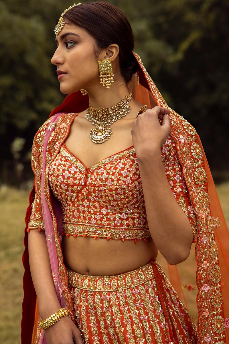 Rust Double Dupatta Lehenga Set - Image 2