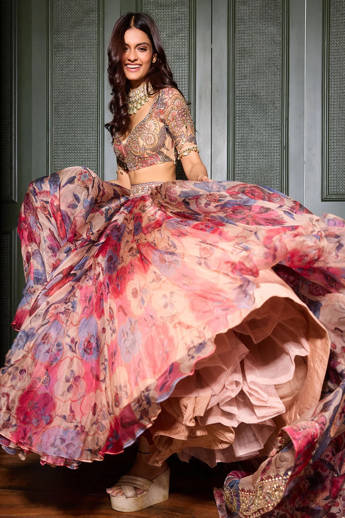 Ruya - Hand Embroidered Lehenga Set - Image 4