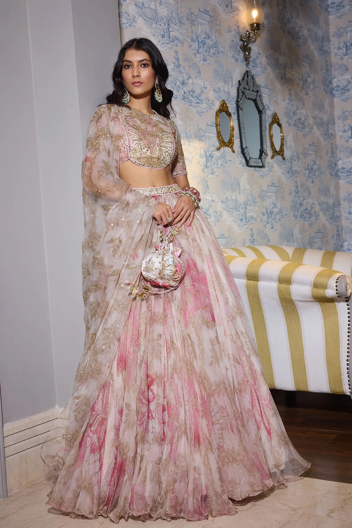 Sana - Hand Embroidered Lehenga Set - Image 3