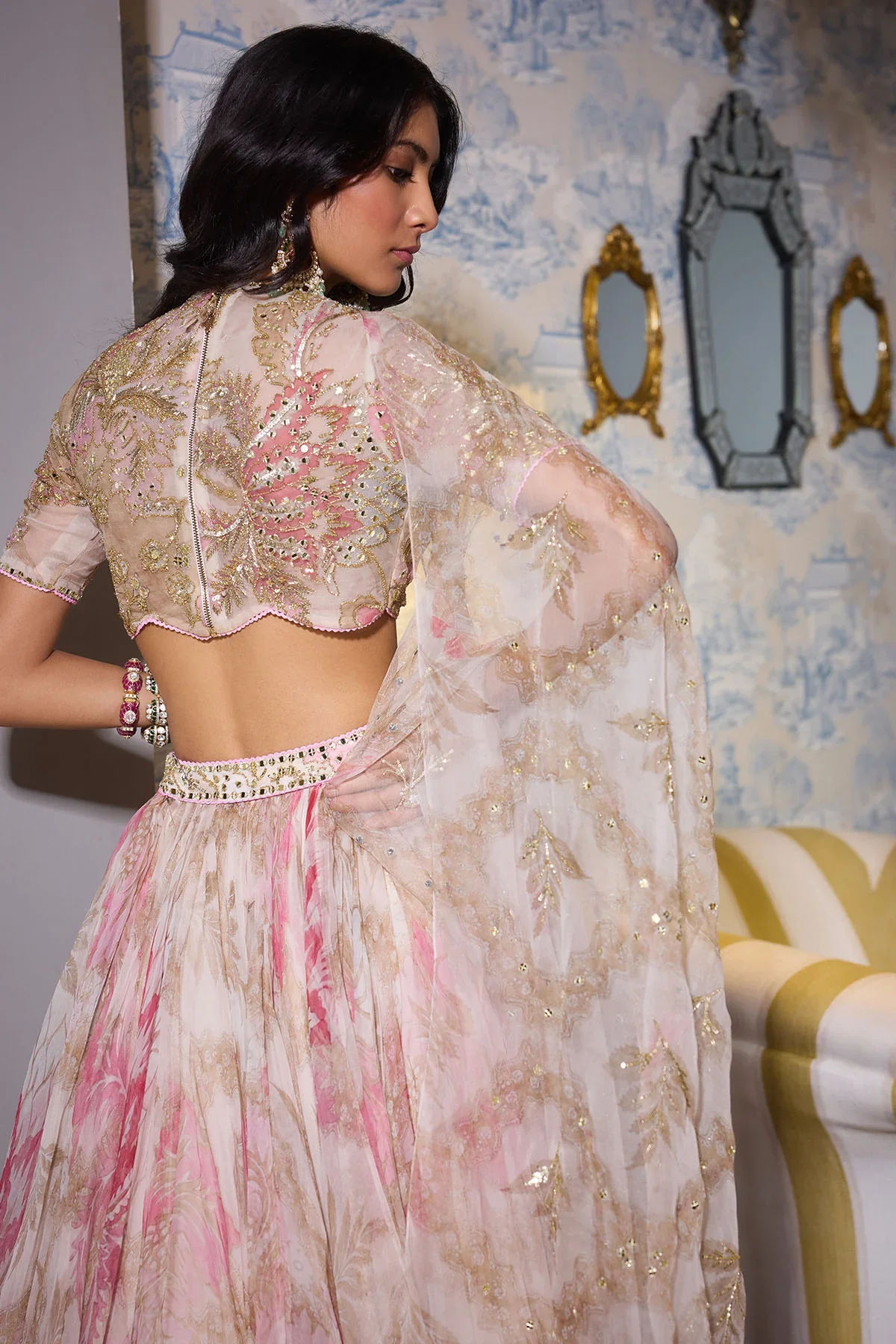 Sana - Hand Embroidered Lehenga Set - Image 4