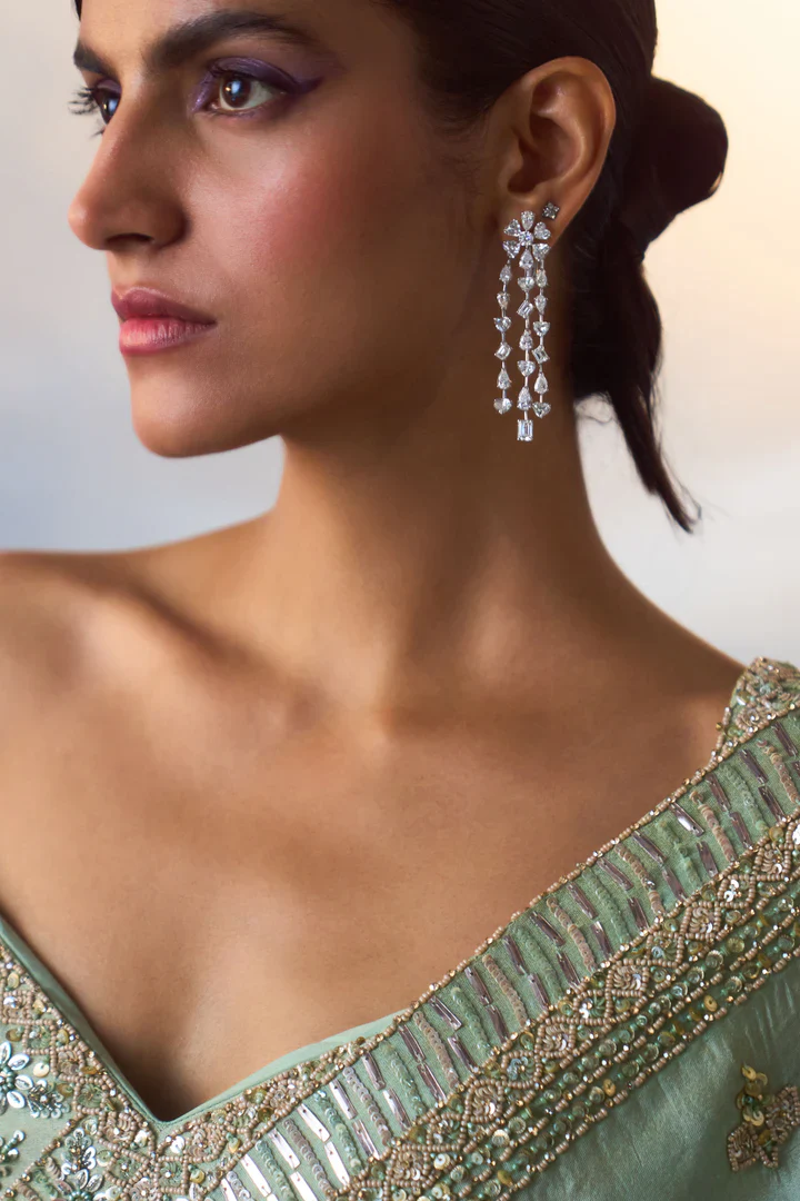 Seafoam Green Tissue Saree - Image 3