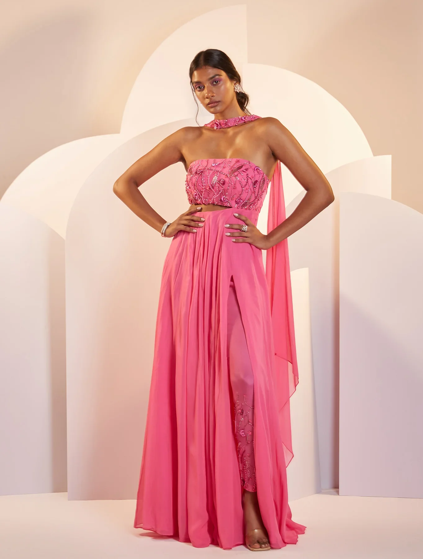 SELENA - Hot Pink Tube Cut Out Gown