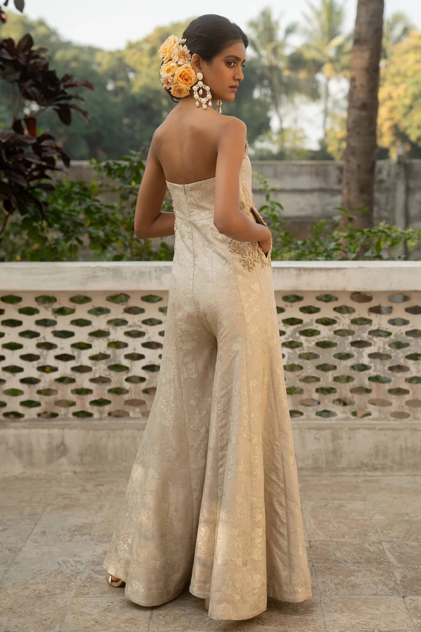 Self-Woven Russian Jacquard Jumpsuit - Image 3