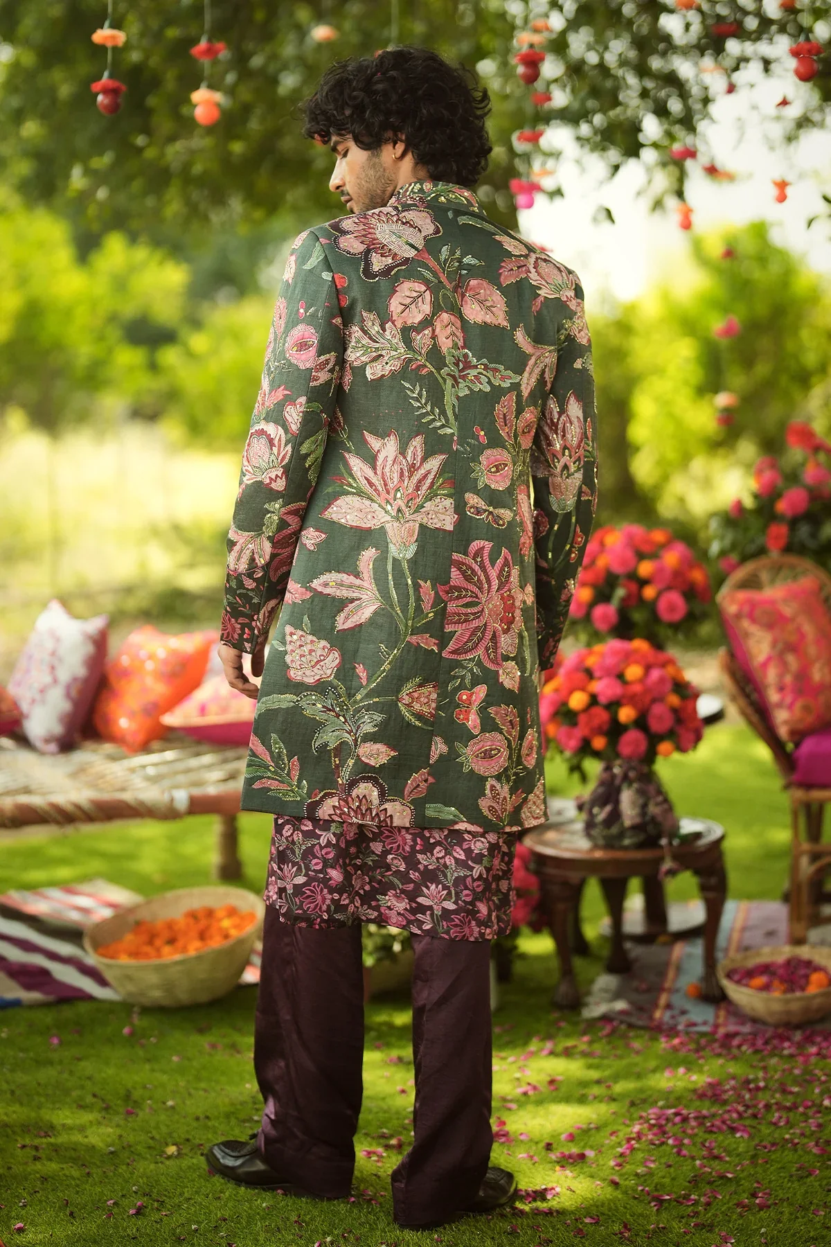SHAAD - Hand Embroidered Sherwani Paired With Pintucks Kurta Set - Image 10