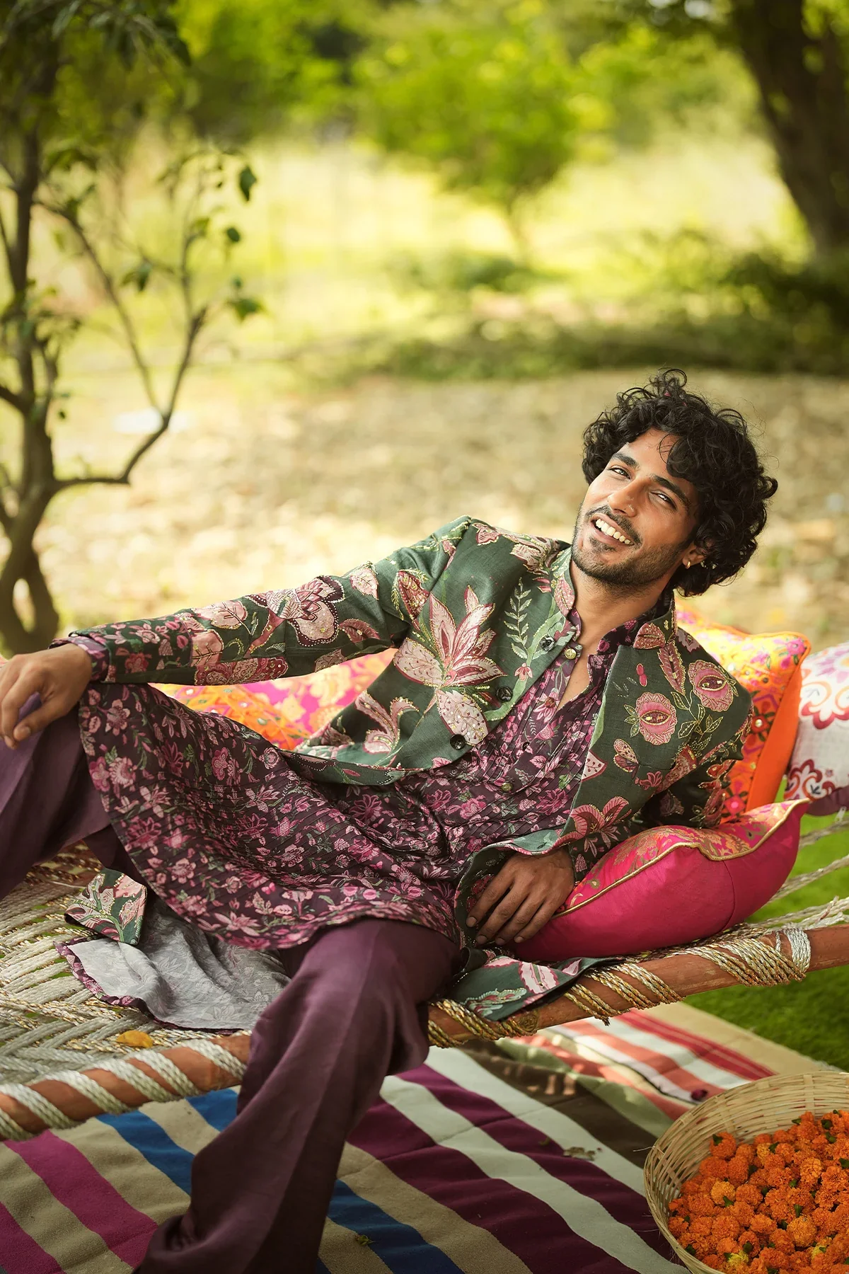 SHAAD - Hand Embroidered Sherwani Paired With Pintucks Kurta Set - Image 5