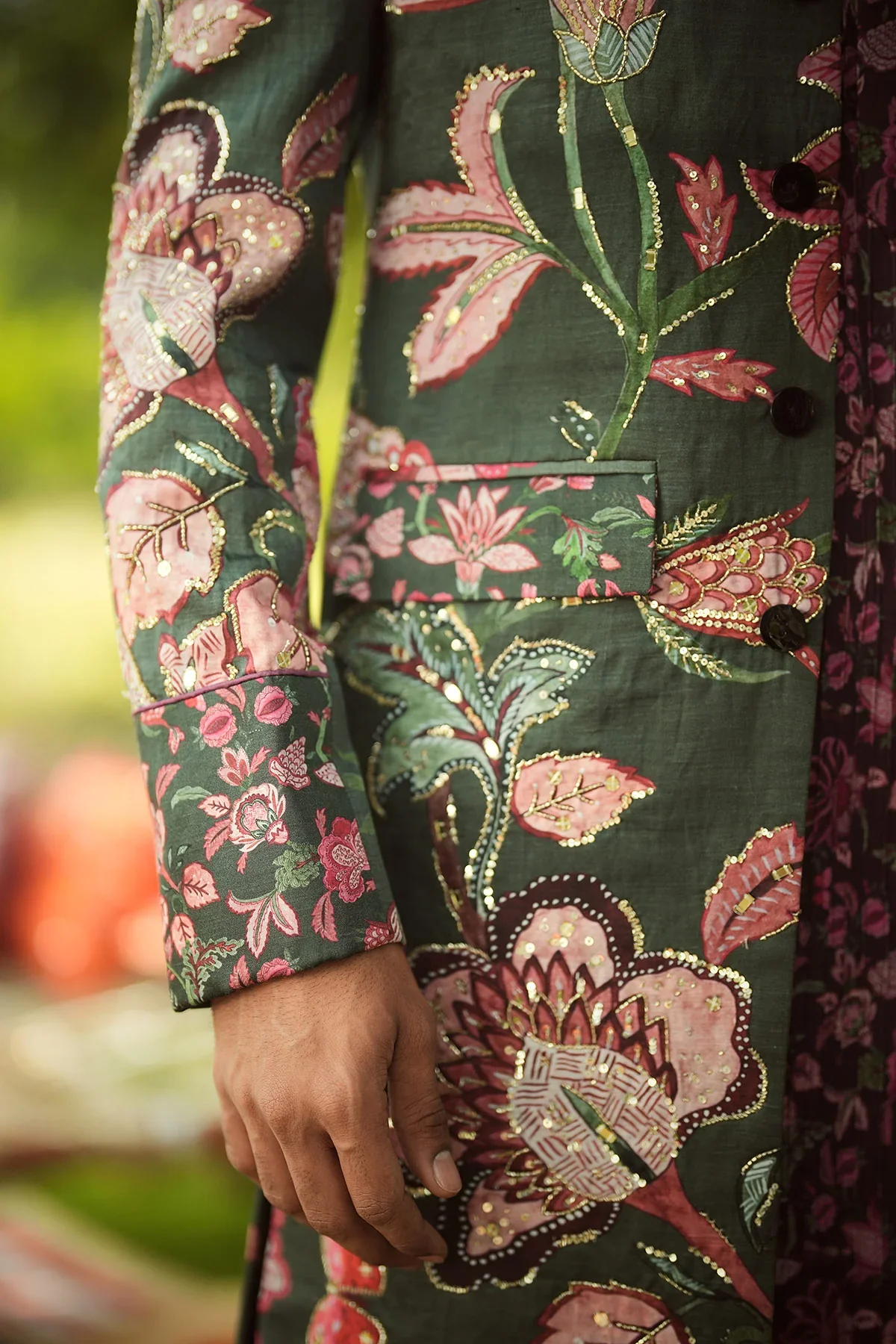 SHAAD - Hand Embroidered Sherwani Paired With Pintucks Kurta Set - Image 6
