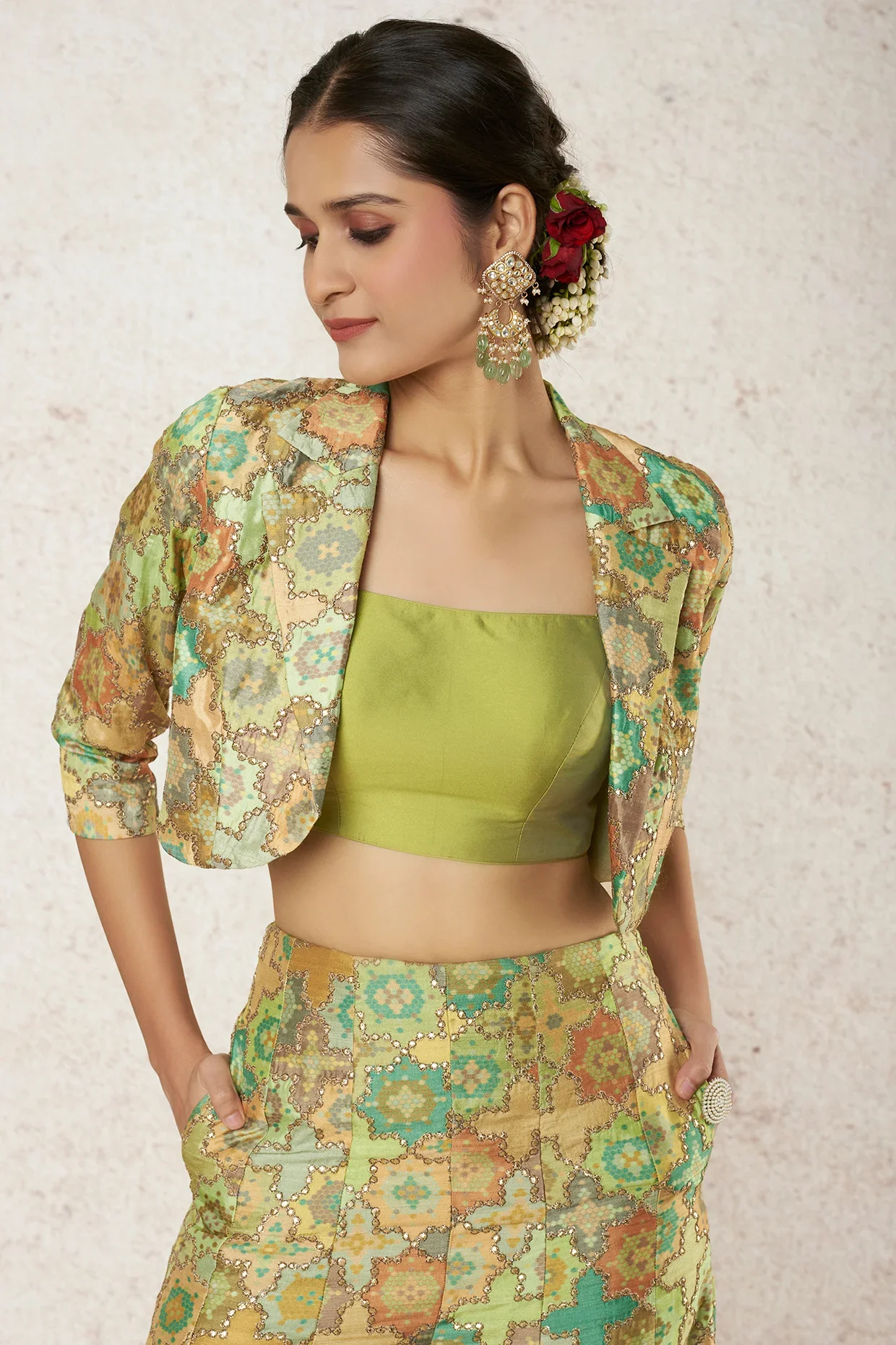 Shabnam Short Jacket And Bustier With Pants - Image 4