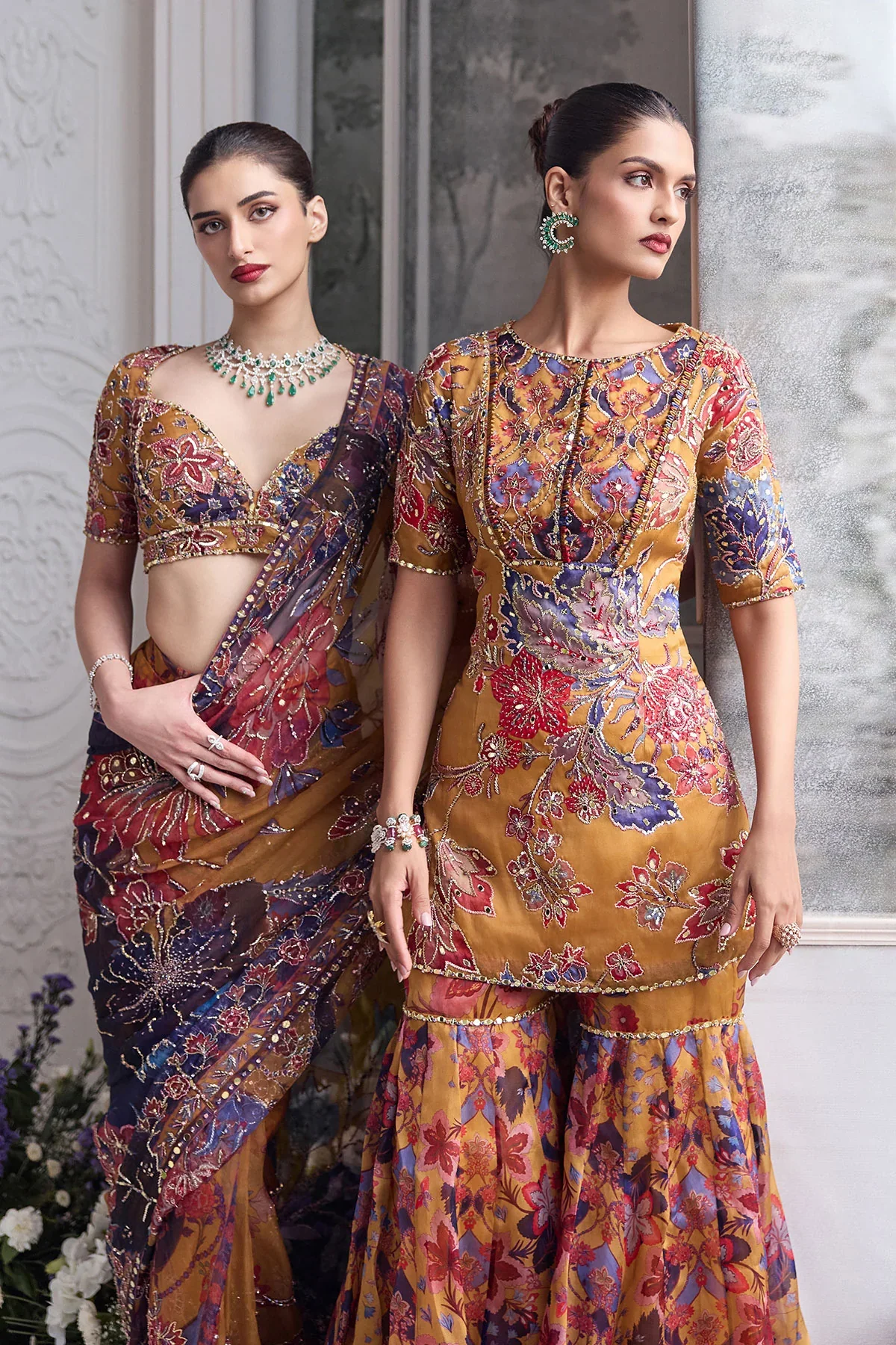 SHAHZAIN - Choli Cut Predrape Embriodered Saree - Image 6