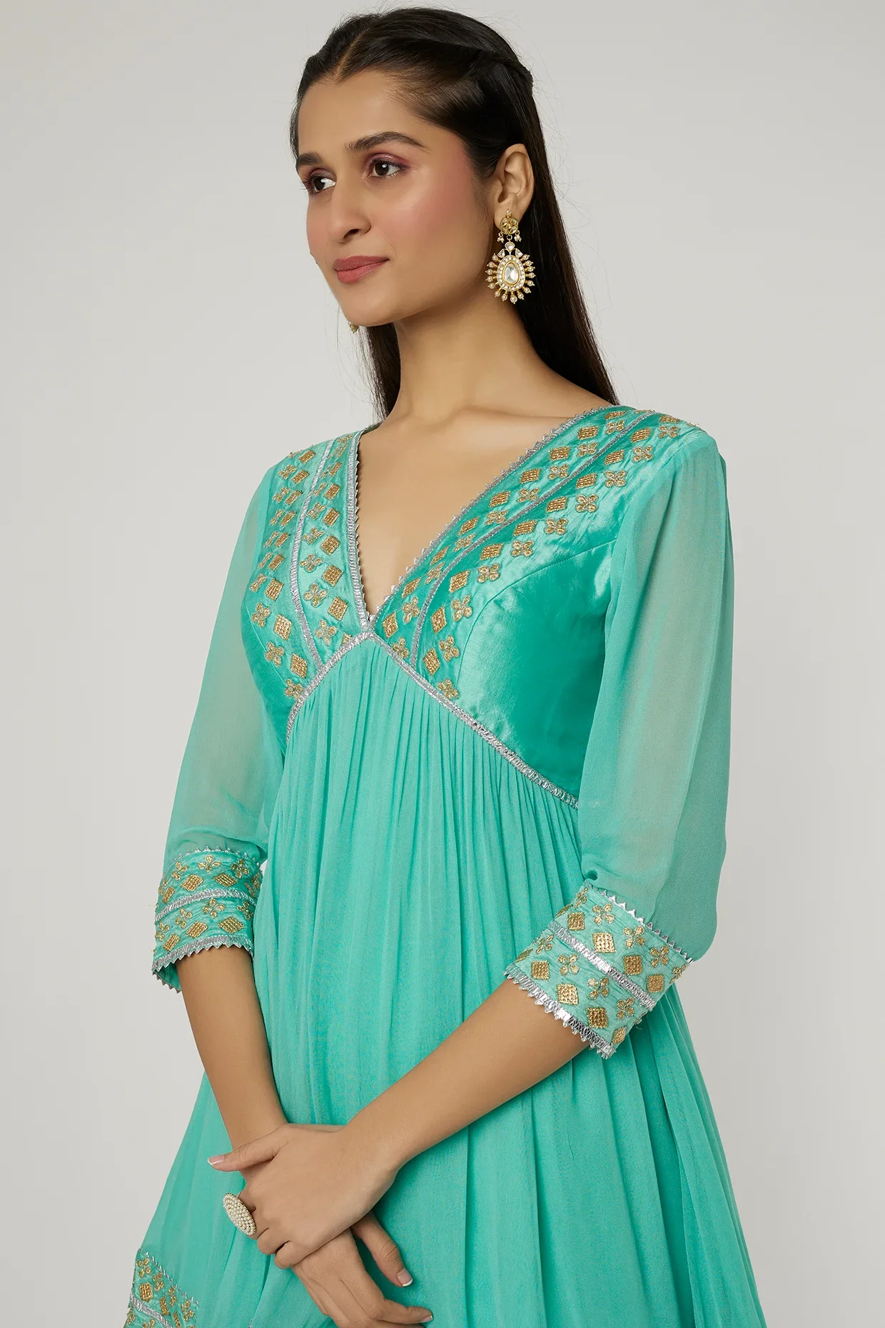 Shofie Neck Kurta With Sharara - Image 3