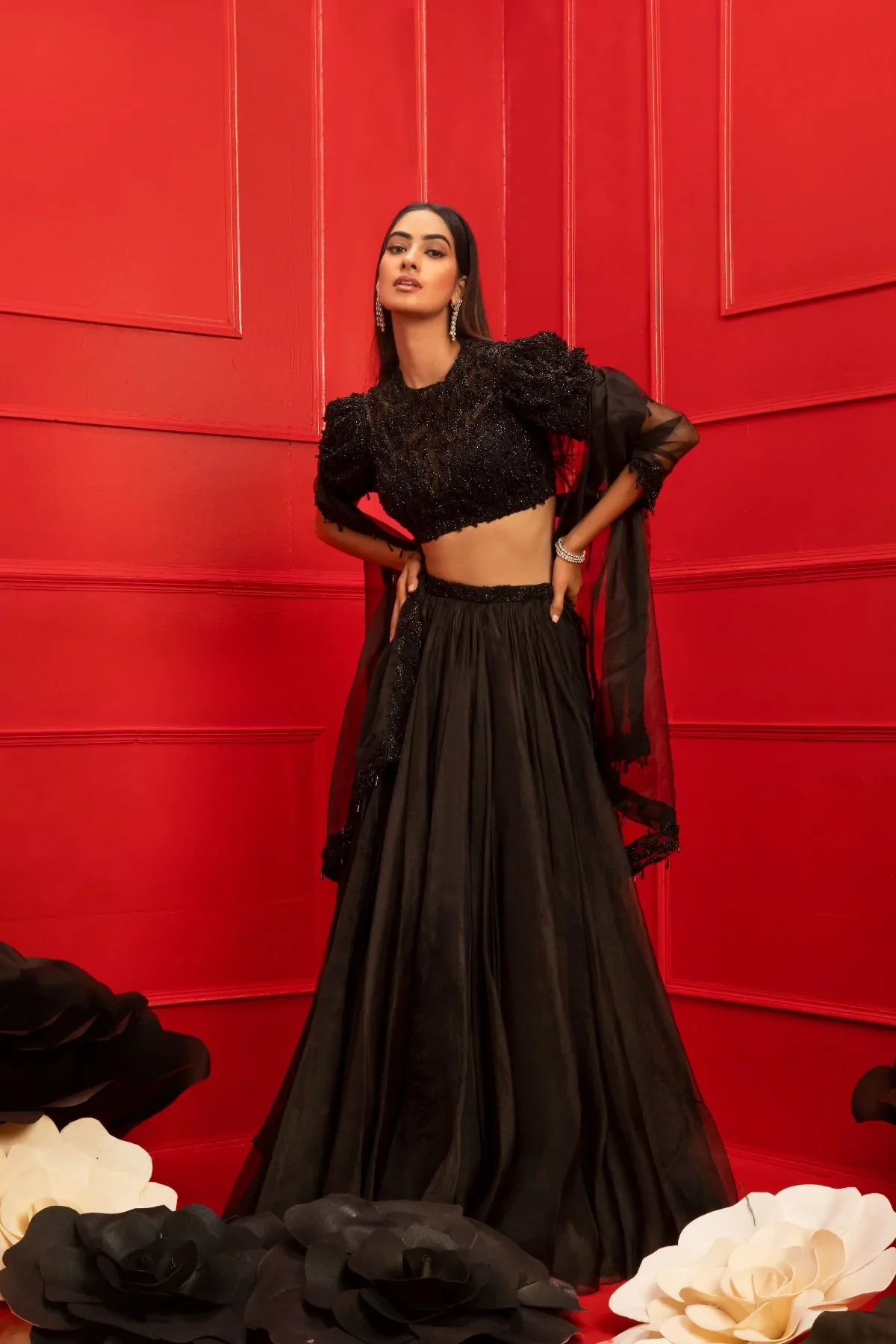 Sitara Black Embroidered Lehenga Set - Image 3