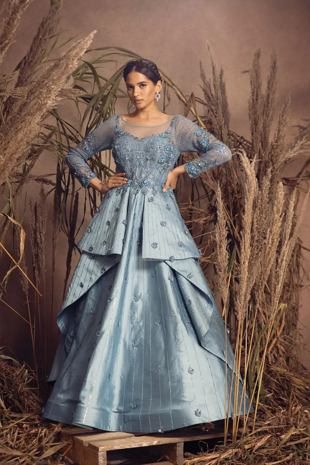 Sky Blue Tafta Gown - Image 3