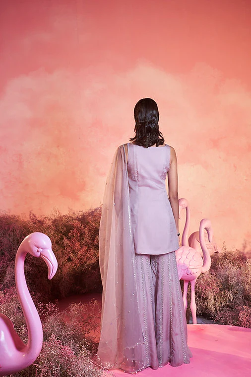 Soft Lilac Sharara Set - Image 3
