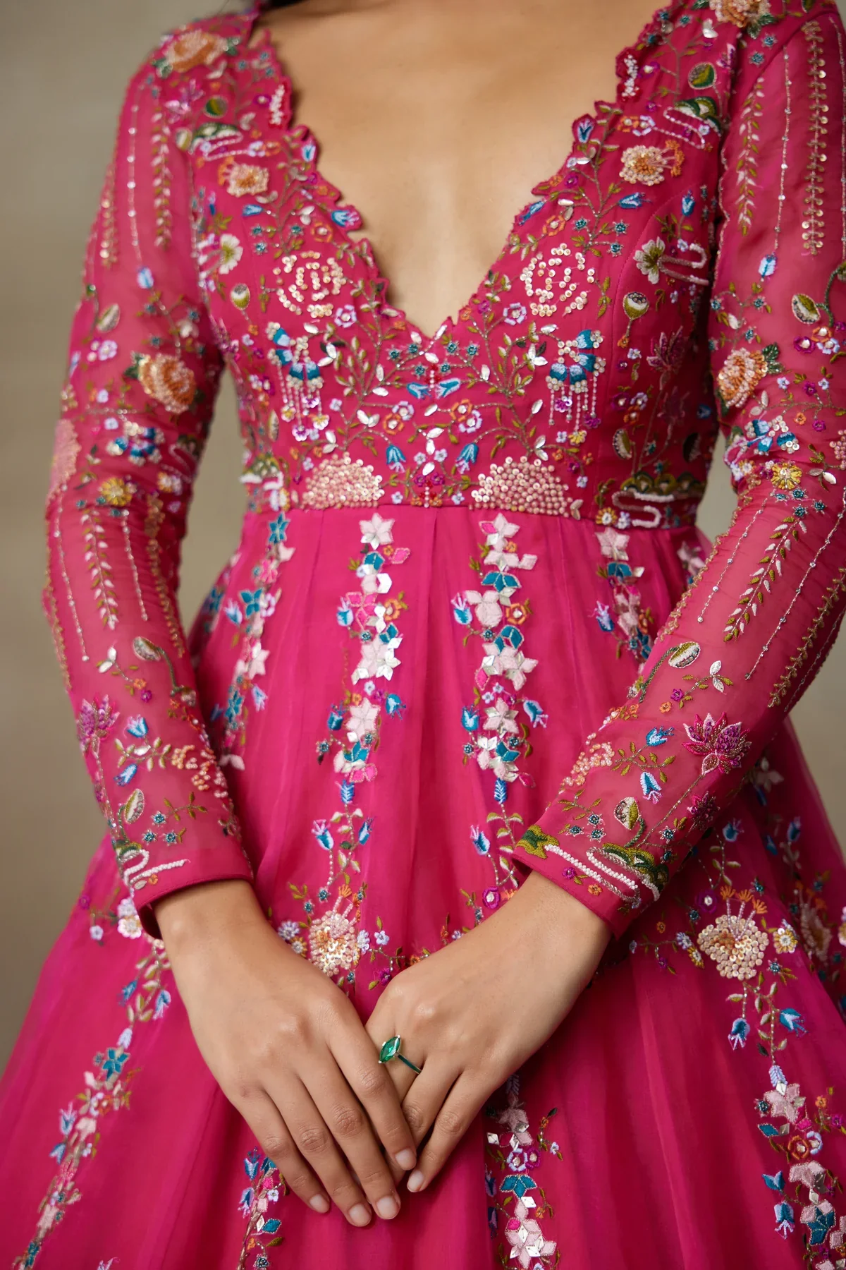 STARLING -  Queen Pink Silk Organza Gown - Image 5