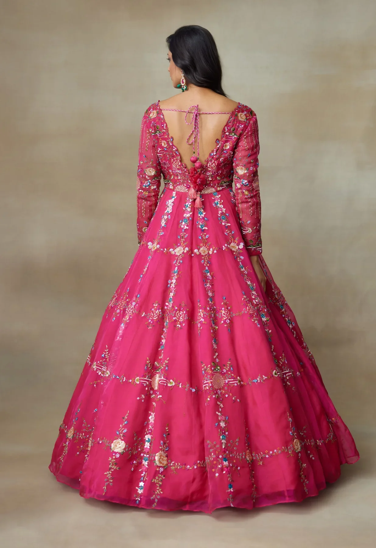 STARLING -  Queen Pink Silk Organza Gown - Image 6
