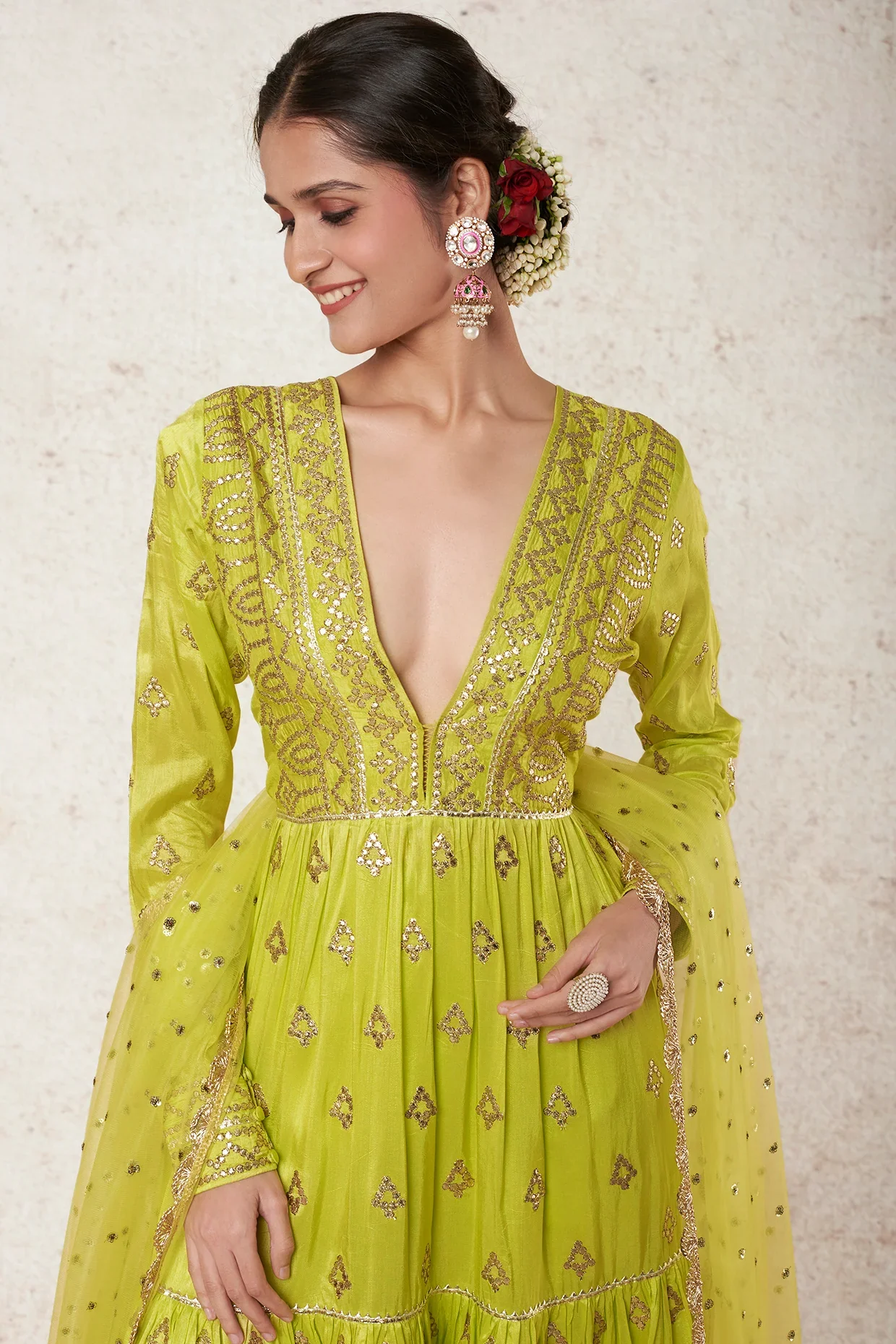 Suhana Ag Tiered Churidar With Dupatta - Image 3