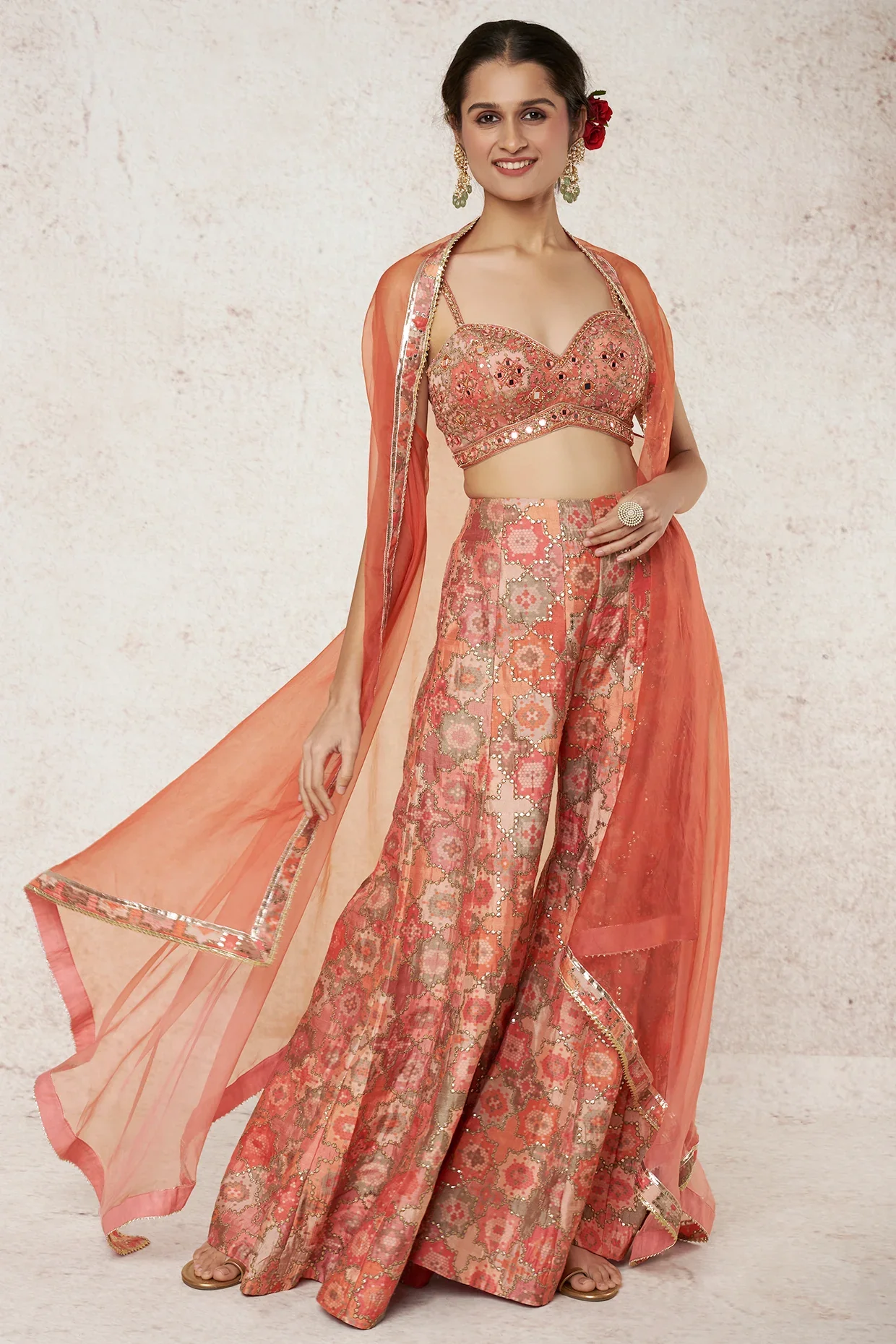 Sukoon Panel Pant With Cape - Image 2