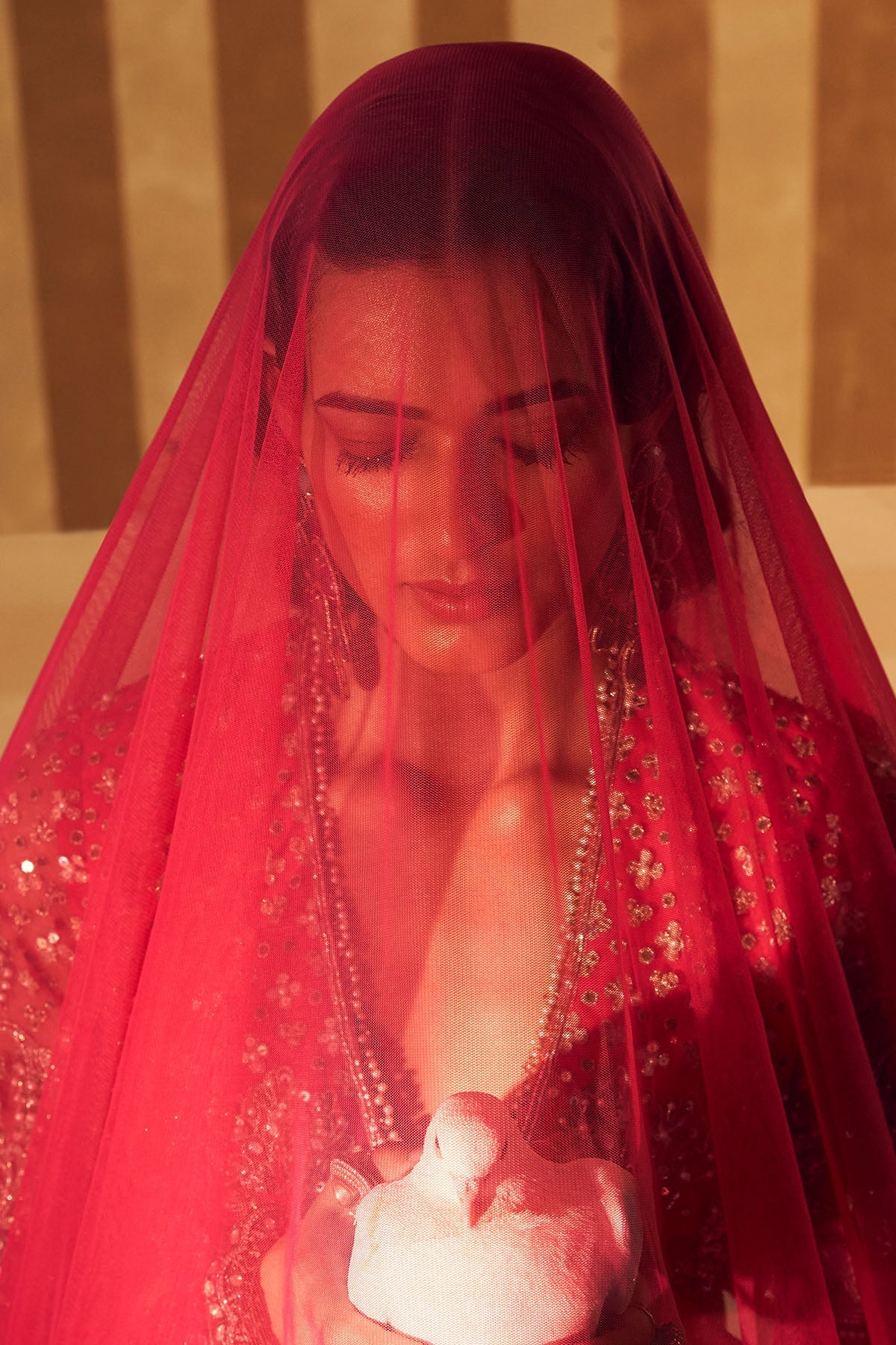 Tabeer - Royal Fuchsia Net Embroidered Blouse and Raw Silk Embroidered Lehenga - Image 3