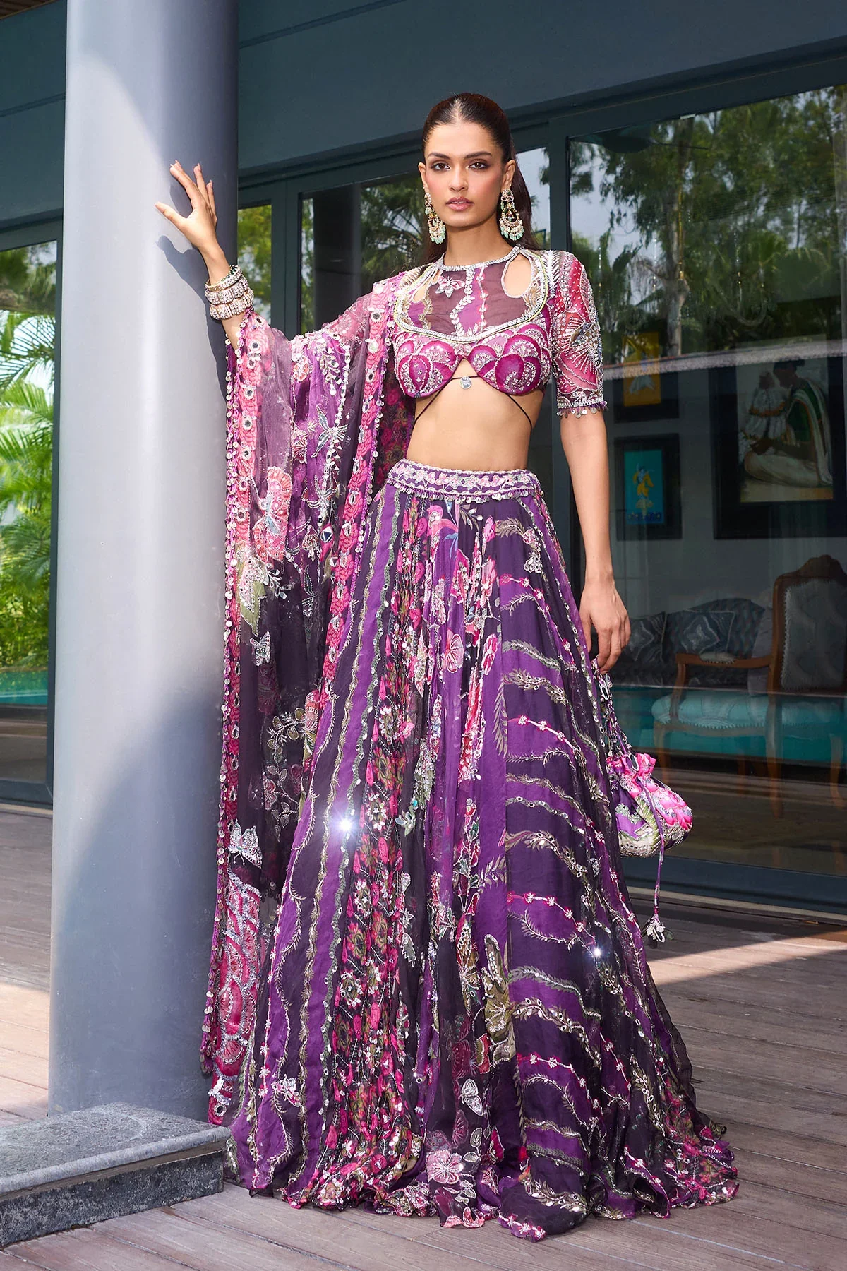 Tahira - Embroidered Multi Panelled Lehenga
