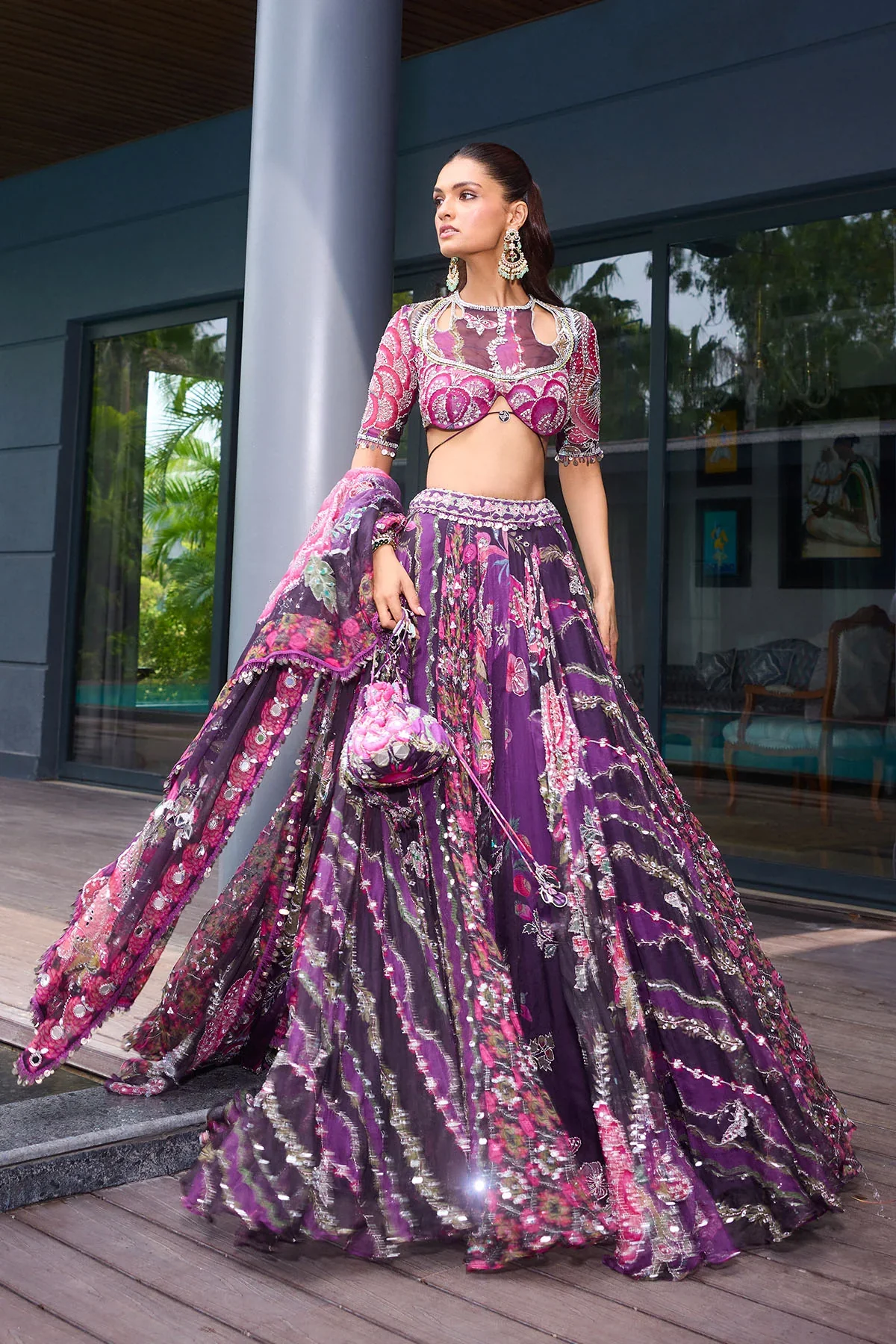 Tahira - Embroidered Multi Panelled Lehenga - Image 4