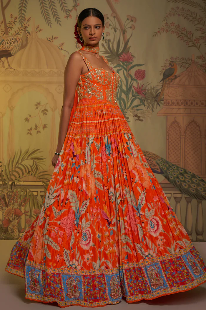 Tangerine Corset Anarkali - Image 6