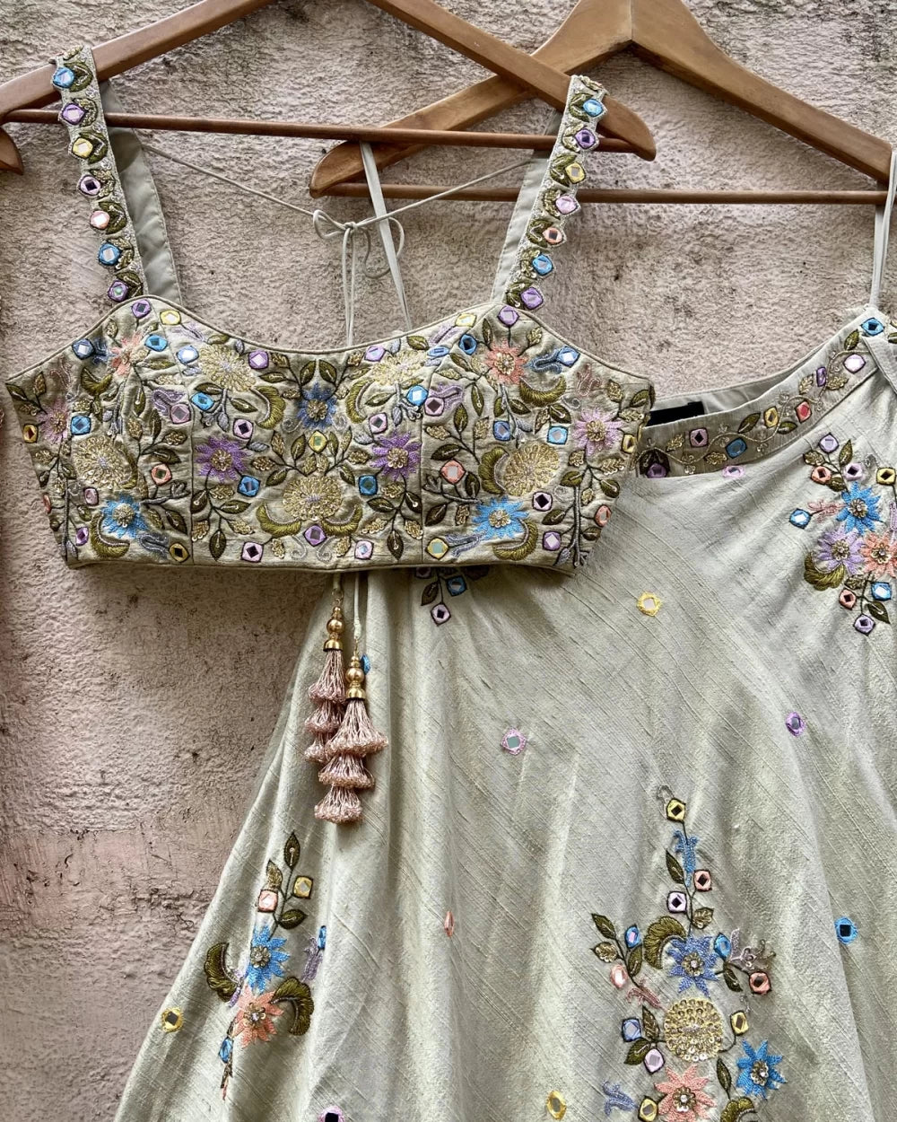 Tea Green Swan Lehenga Set - Image 4