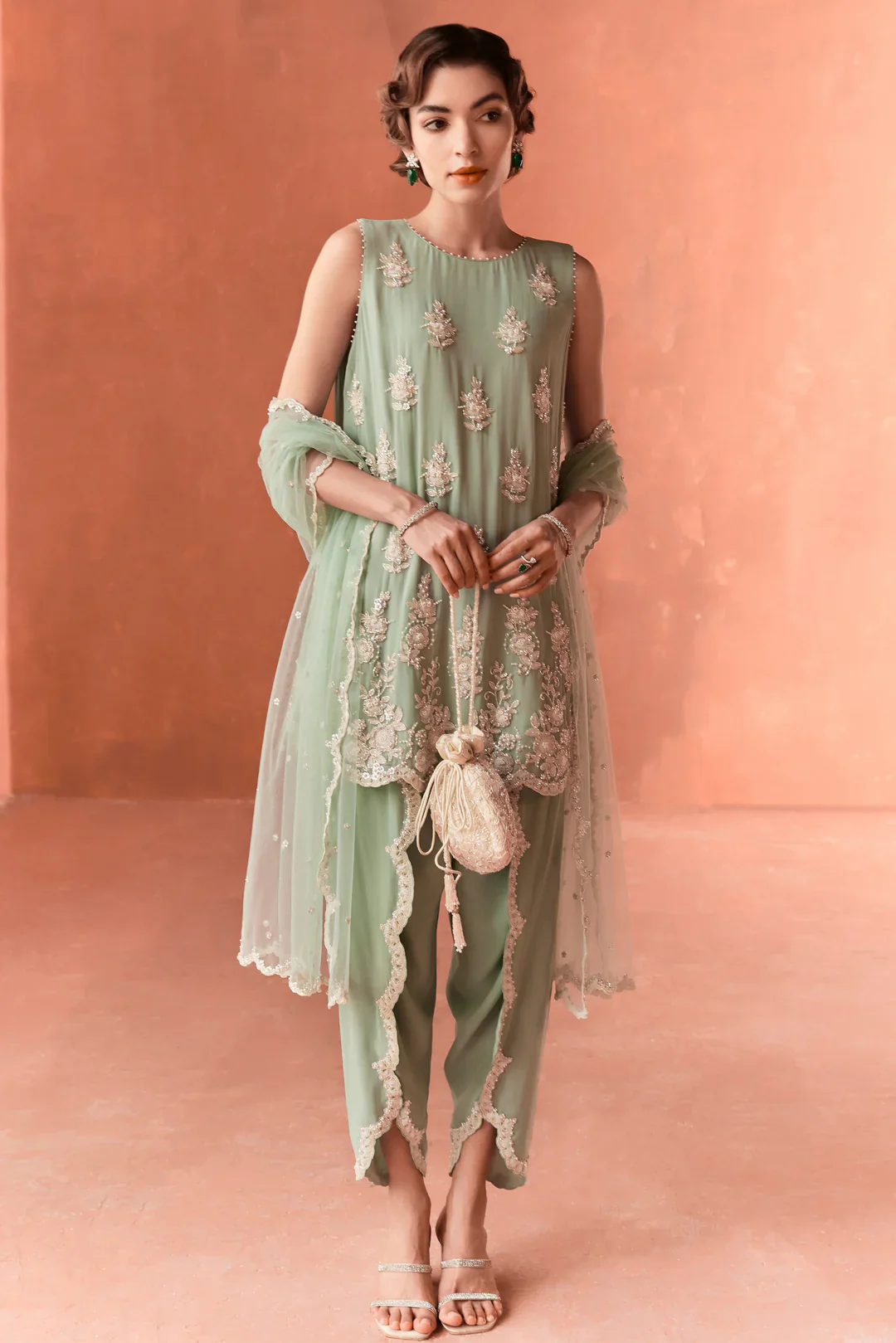 Teal Amaria A-line Short Kurta