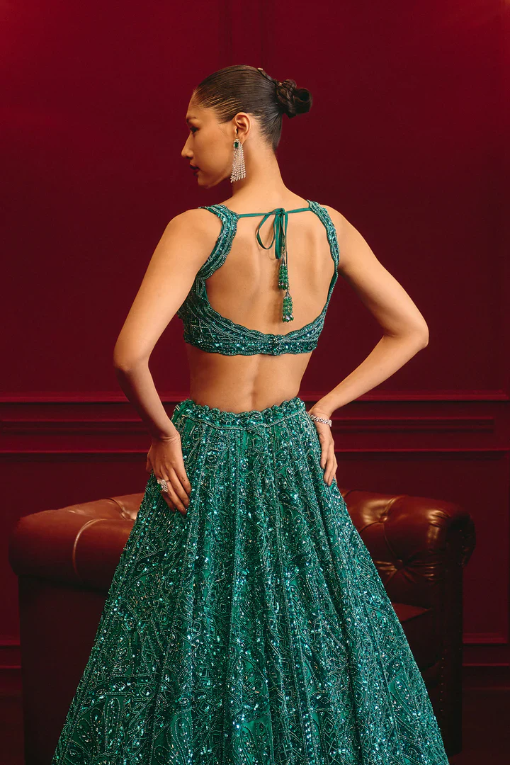 Teal Dominion Net Lehenga Set - Image 9