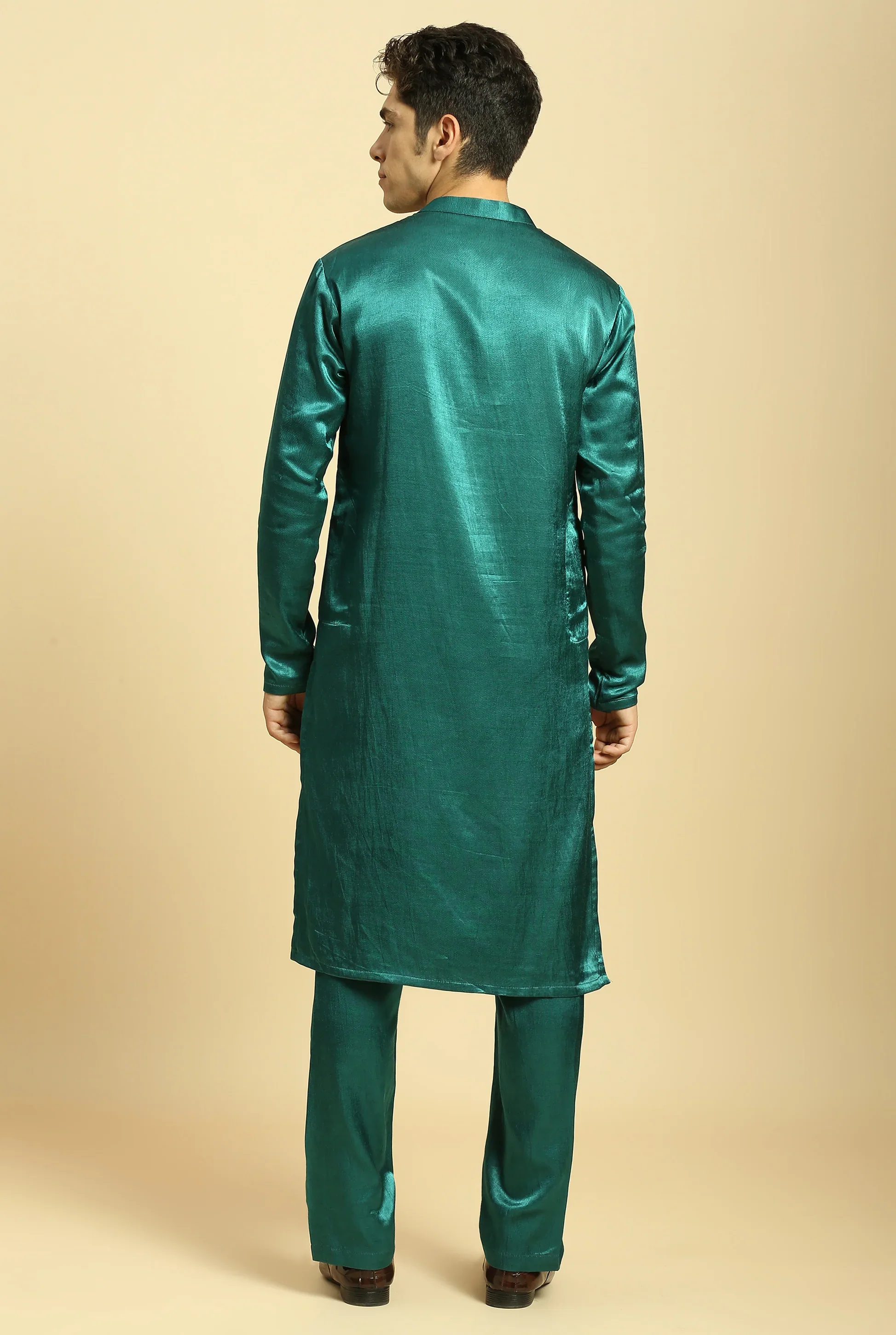 Teal Green Kurta With Pant - Image 4