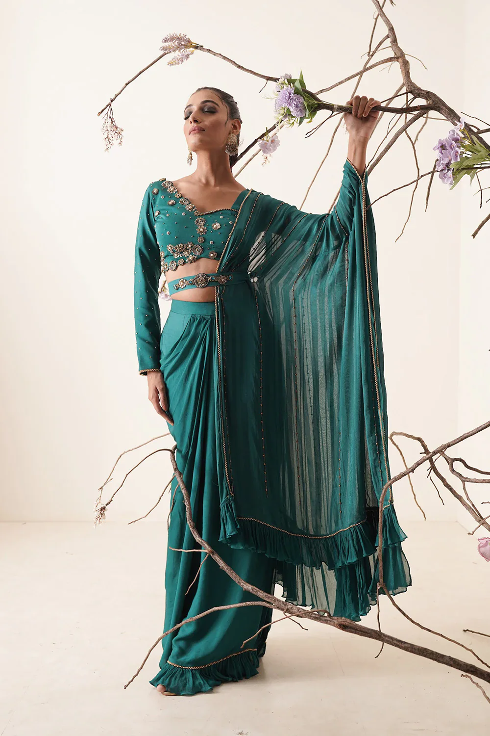 Teal Saree - Image 3