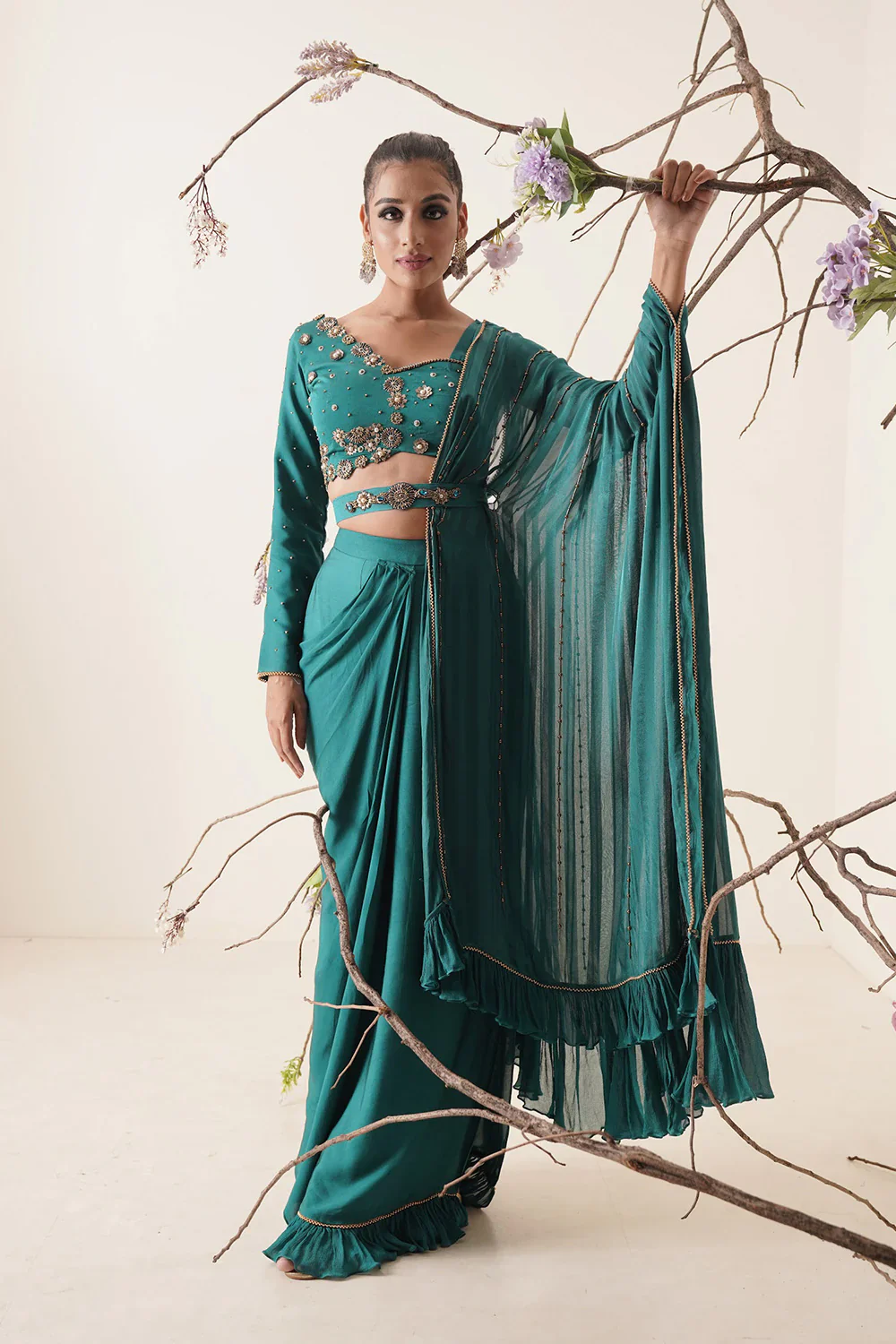 Teal Saree - Image 4