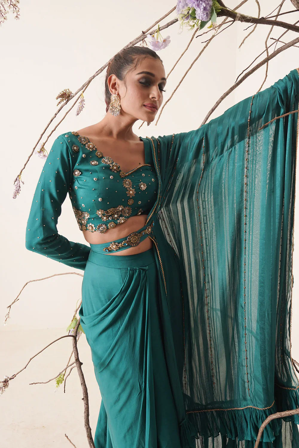 Teal Saree - Image 5