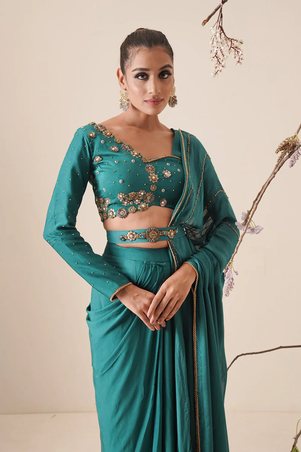 Teal Saree - Image 6