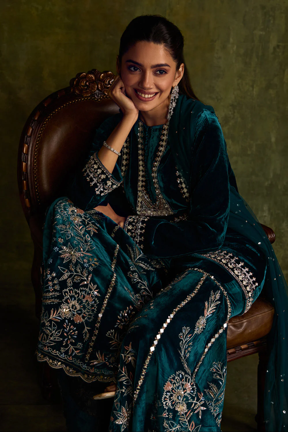 Teal Velvet Sharara Set - Image 3