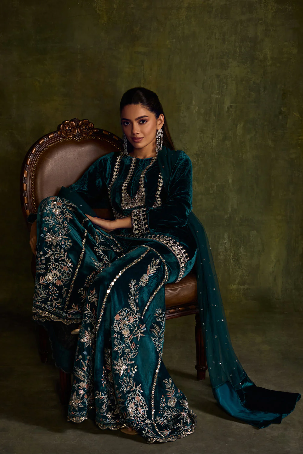 Teal Velvet Sharara Set - Image 5