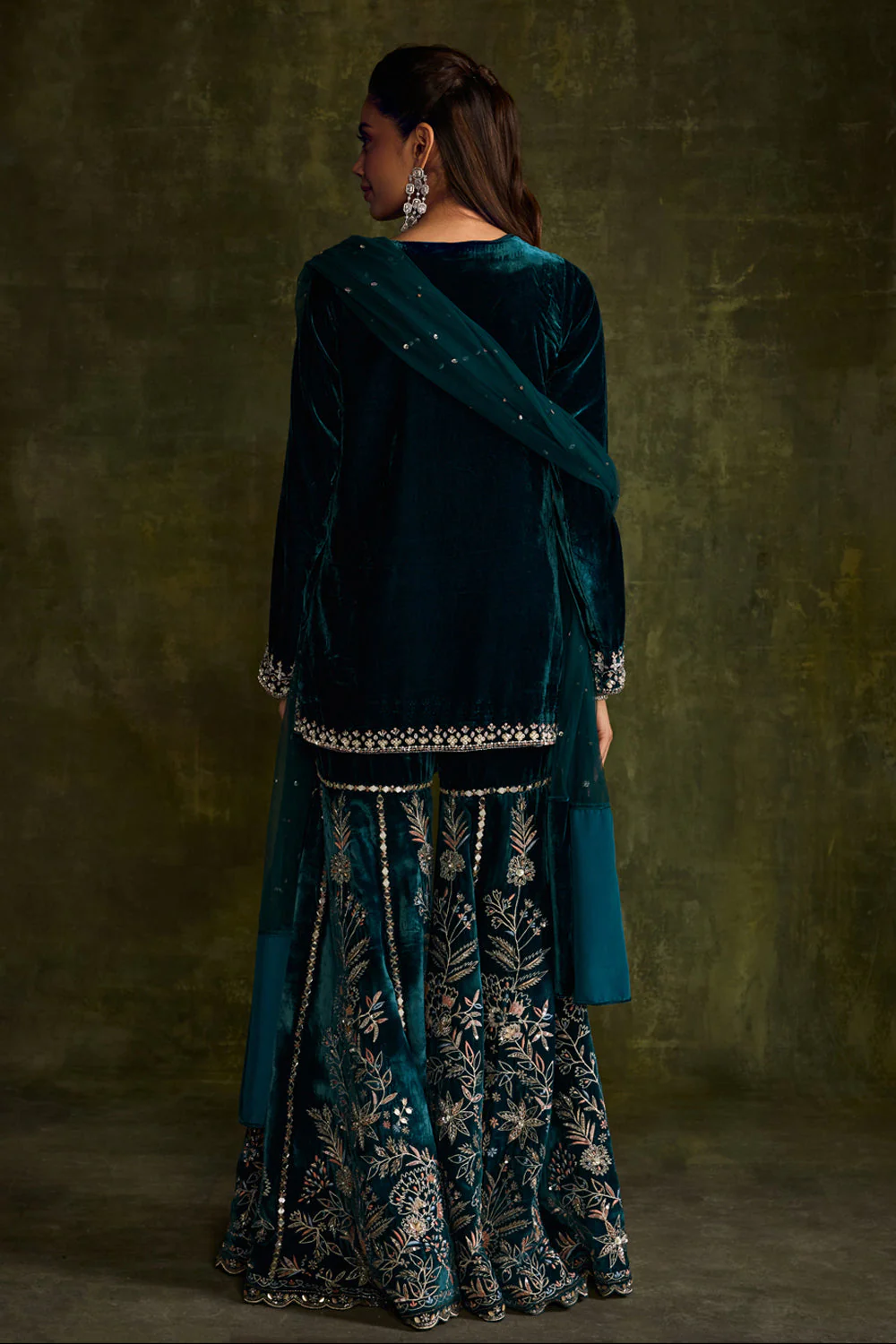 Teal Velvet Sharara Set - Image 6