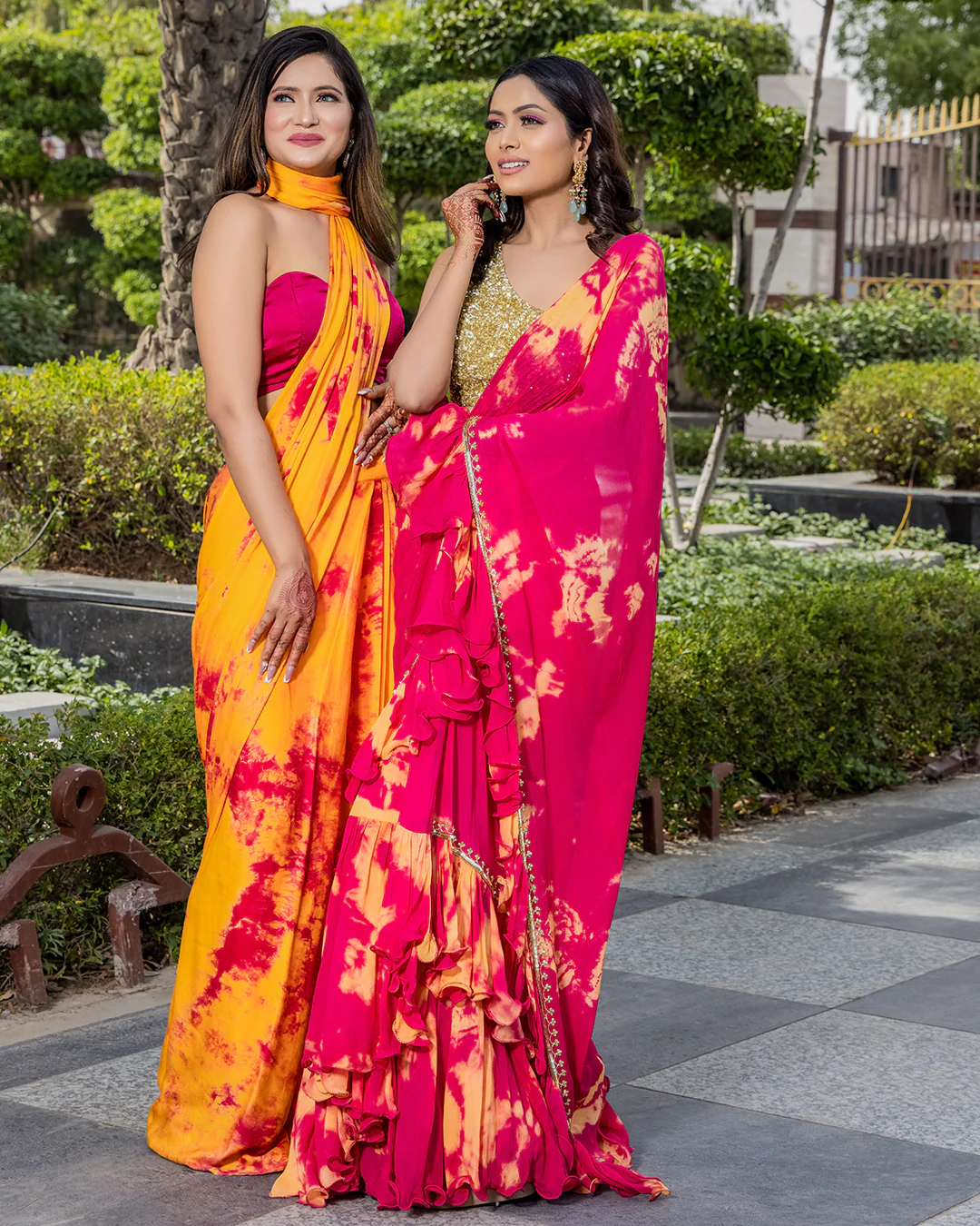 Tie And Dye Saree With Bustier - Image 7