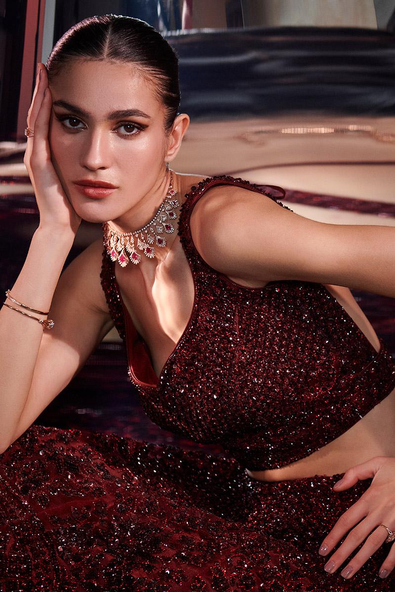 Tonal Maroon Lehenga Set - Image 4