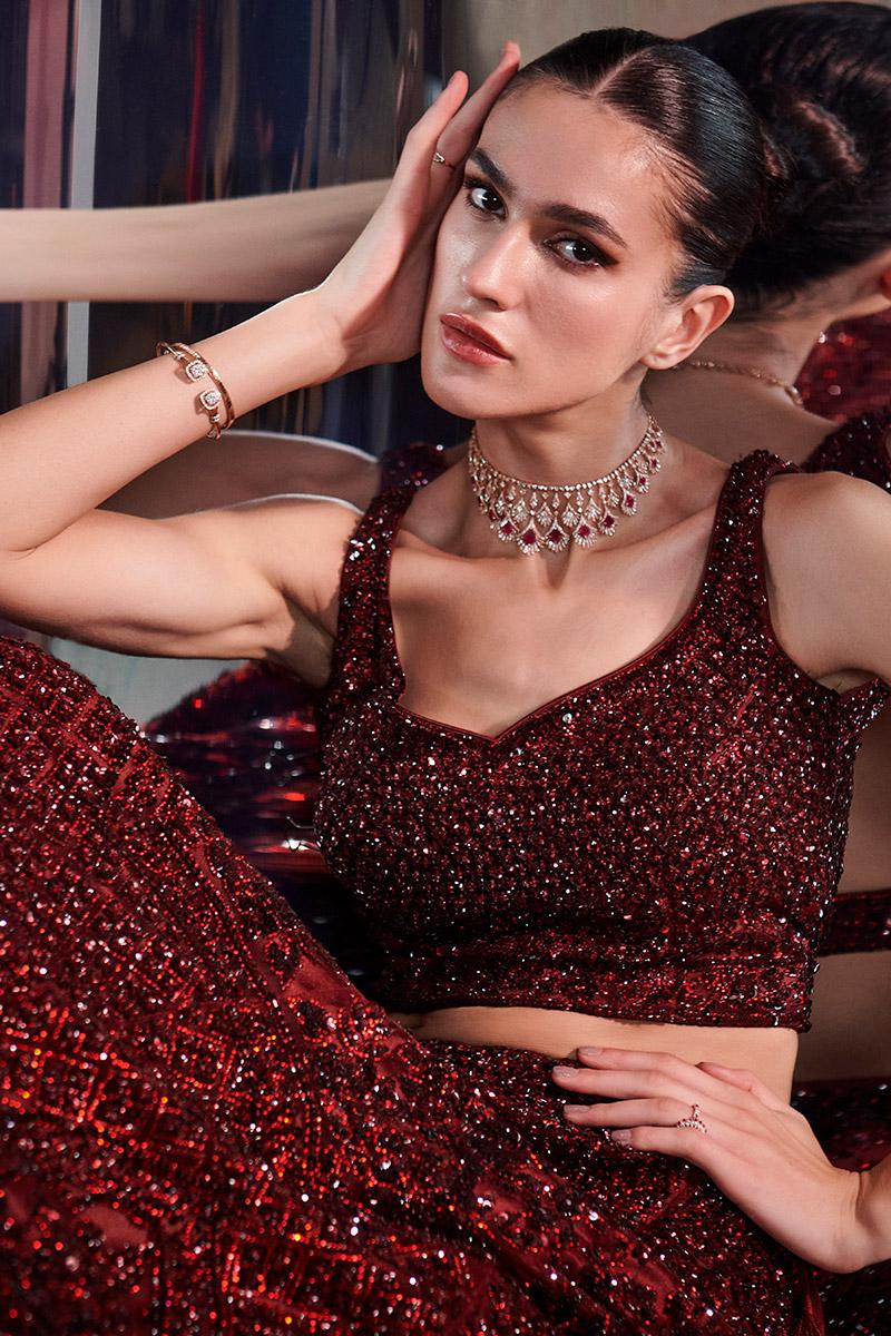 Tonal Maroon Lehenga Set - Image 5